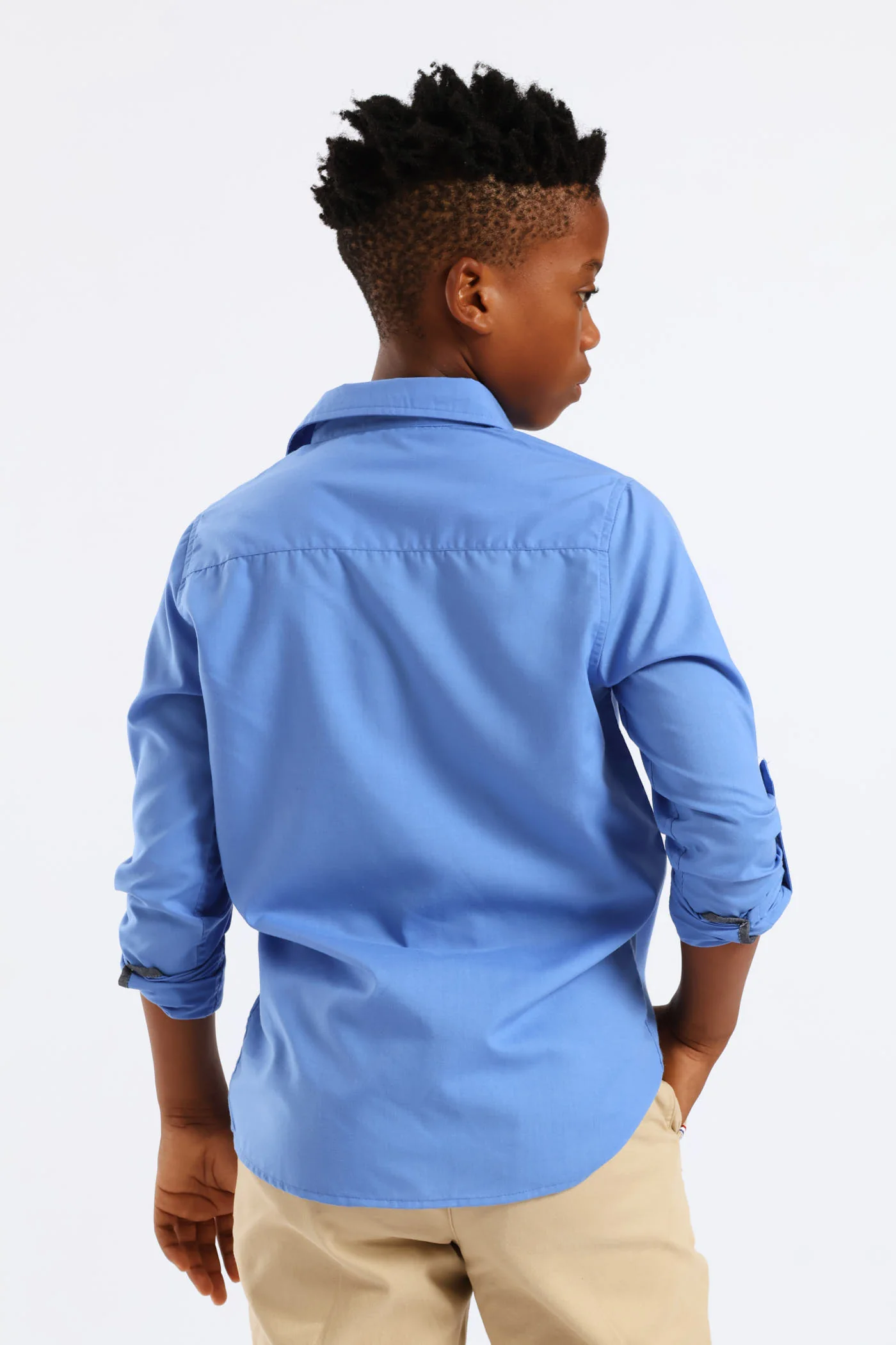 Boys Cotton Formal Shirt - Blue - Image 4