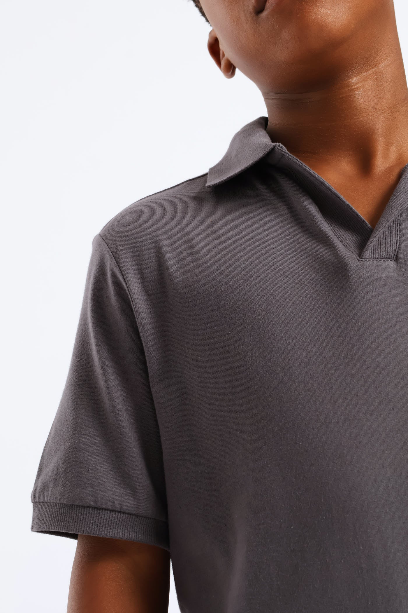 Boys Cotton Notch Neck Golfer - Charcoal - Image 2