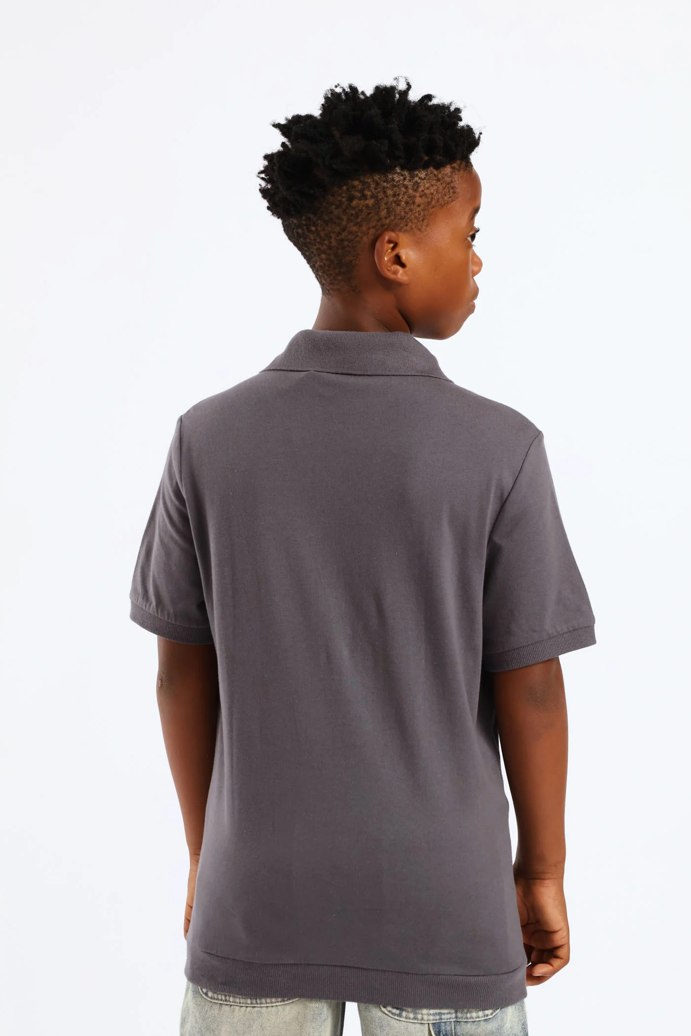 Boys Cotton Notch Neck Golfer - Charcoal - Image 5
