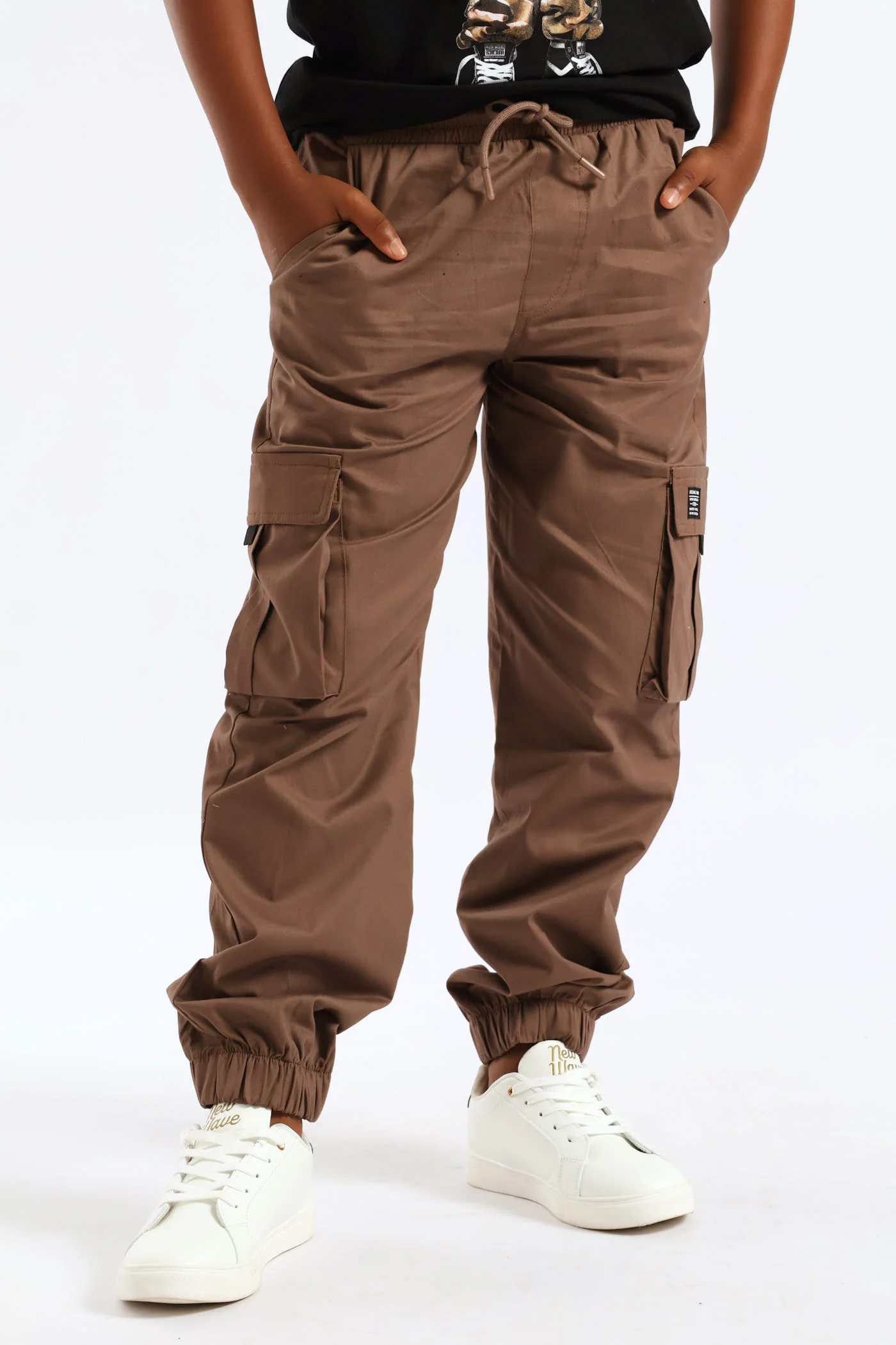 Boys Cotton Twill Cargo Jogger - Brown - Image 2