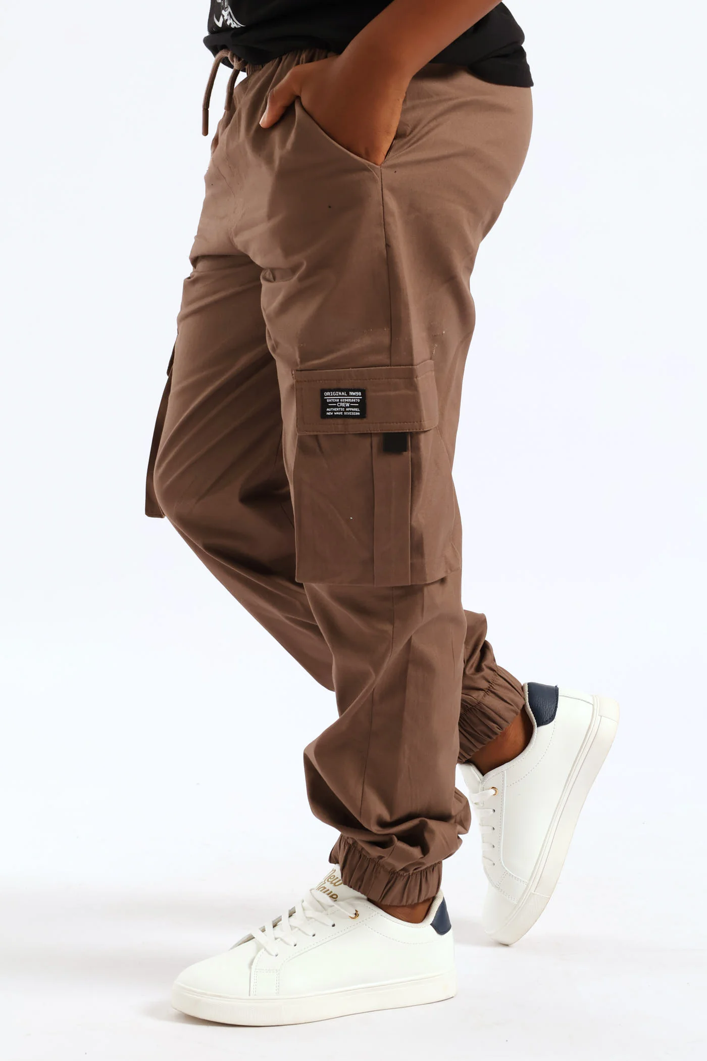 Boys Cotton Twill Cargo Jogger - Brown - Image 3
