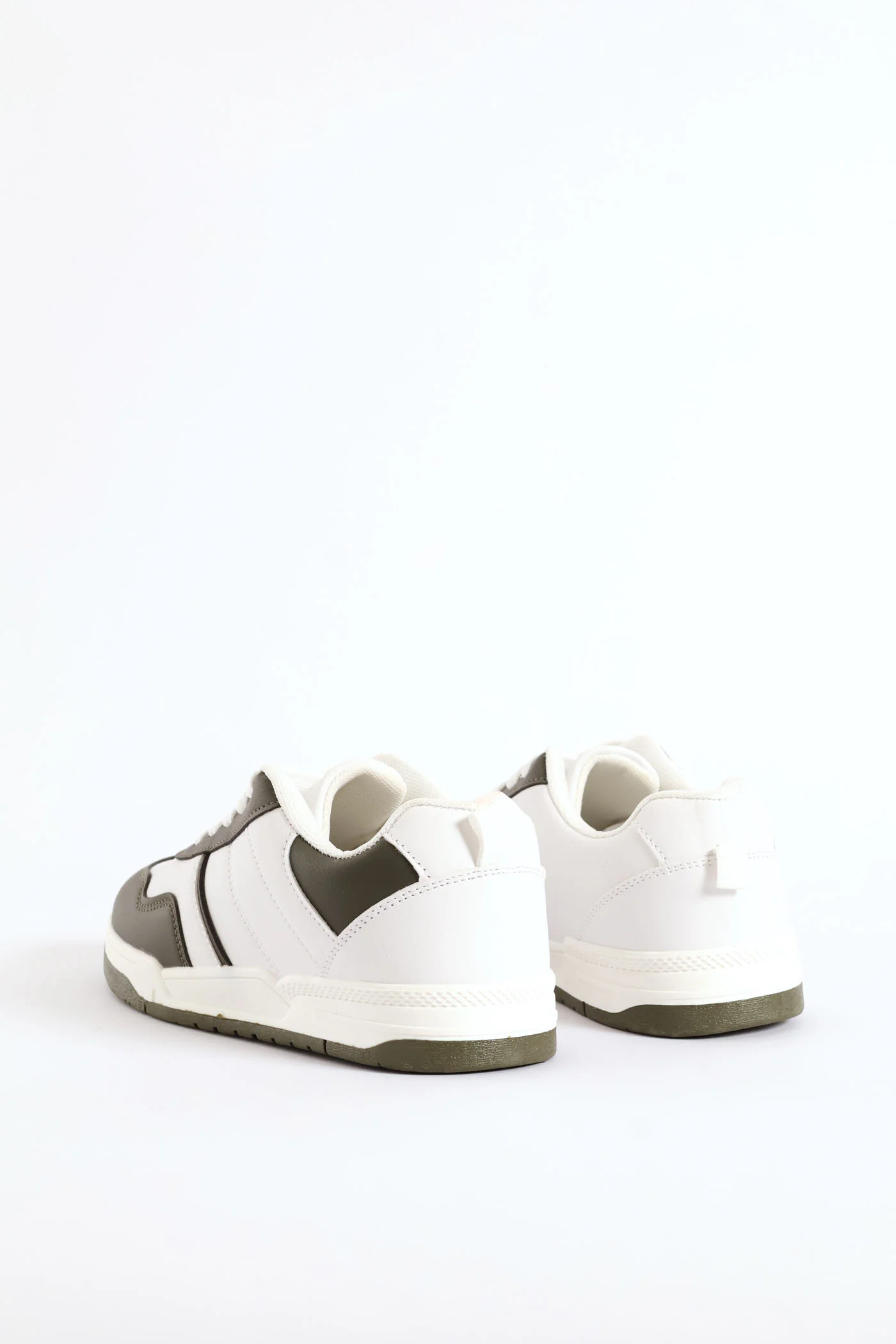 Boys Court Sneaker - White/Olive - Image 3