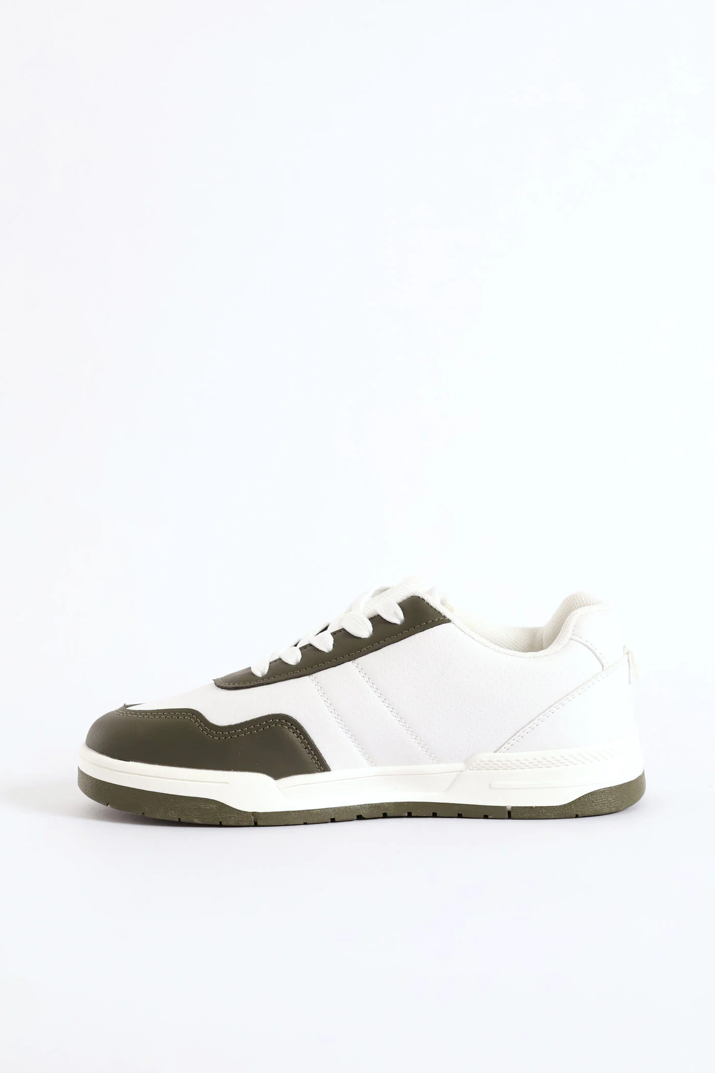 Boys Court Sneaker - White/Olive - Image 4