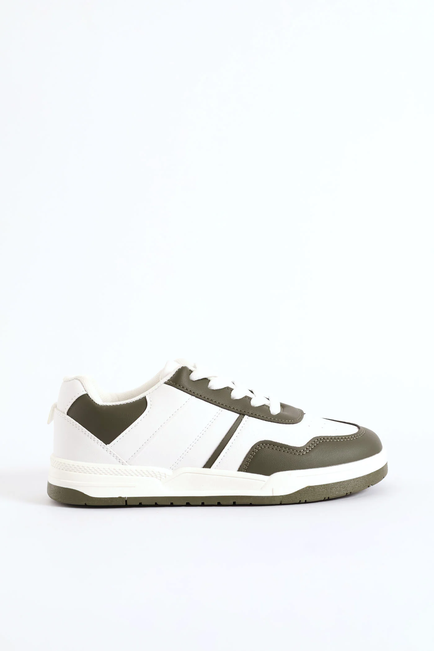 Boys Court Sneaker - White/Olive - Image 5