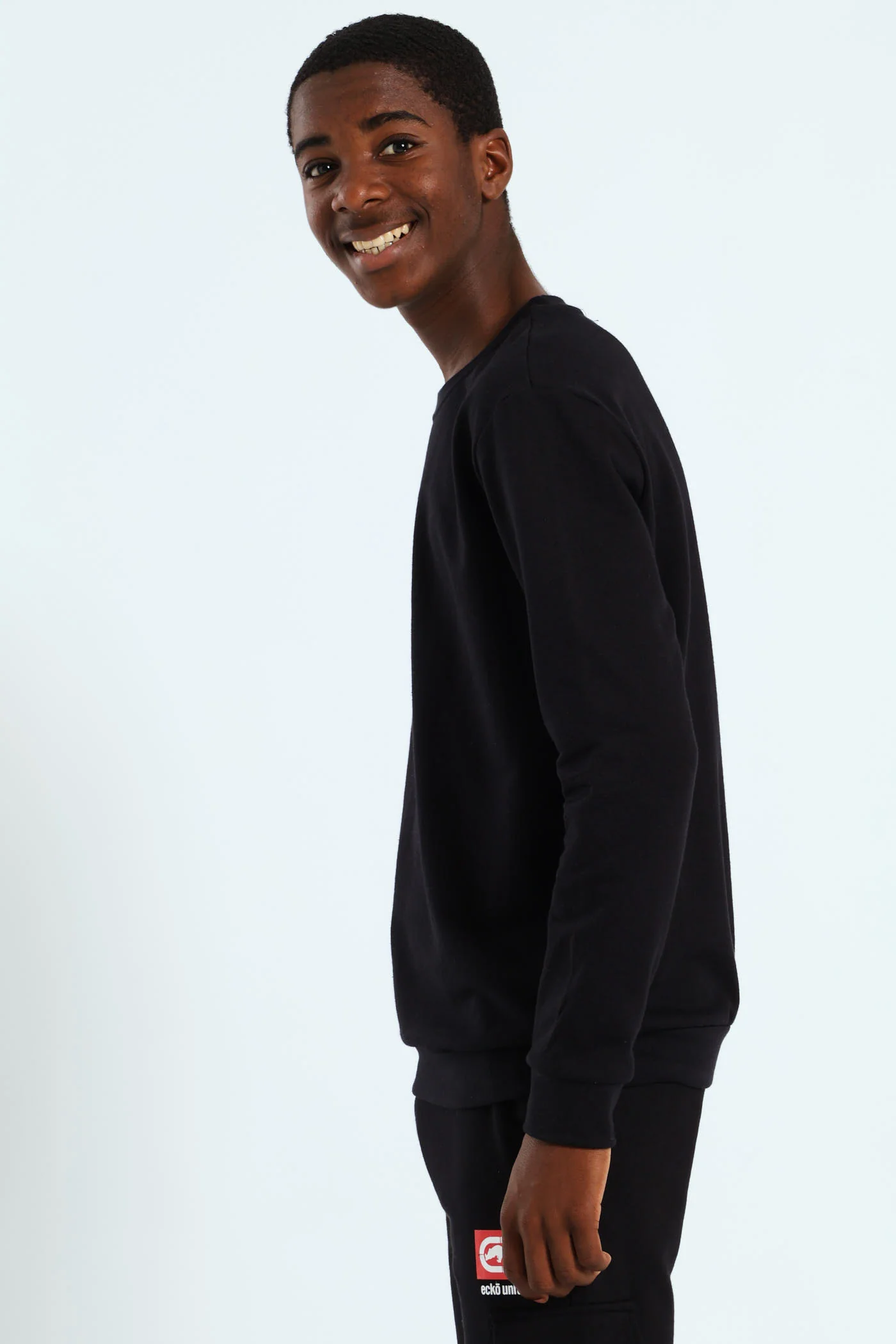 Boys Crew Fleece Top - Black/Red - Image 2
