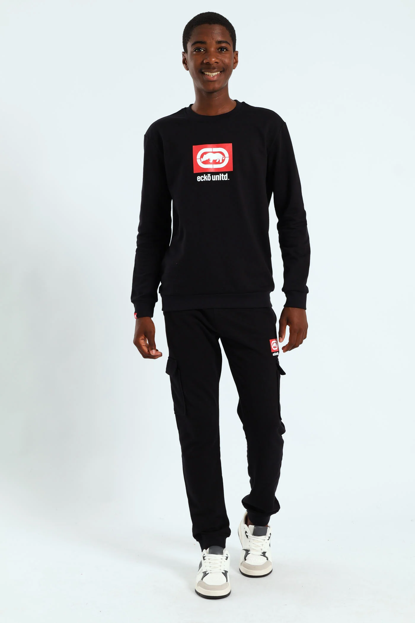 Boys Crew Fleece Top - Black/Red - Image 4