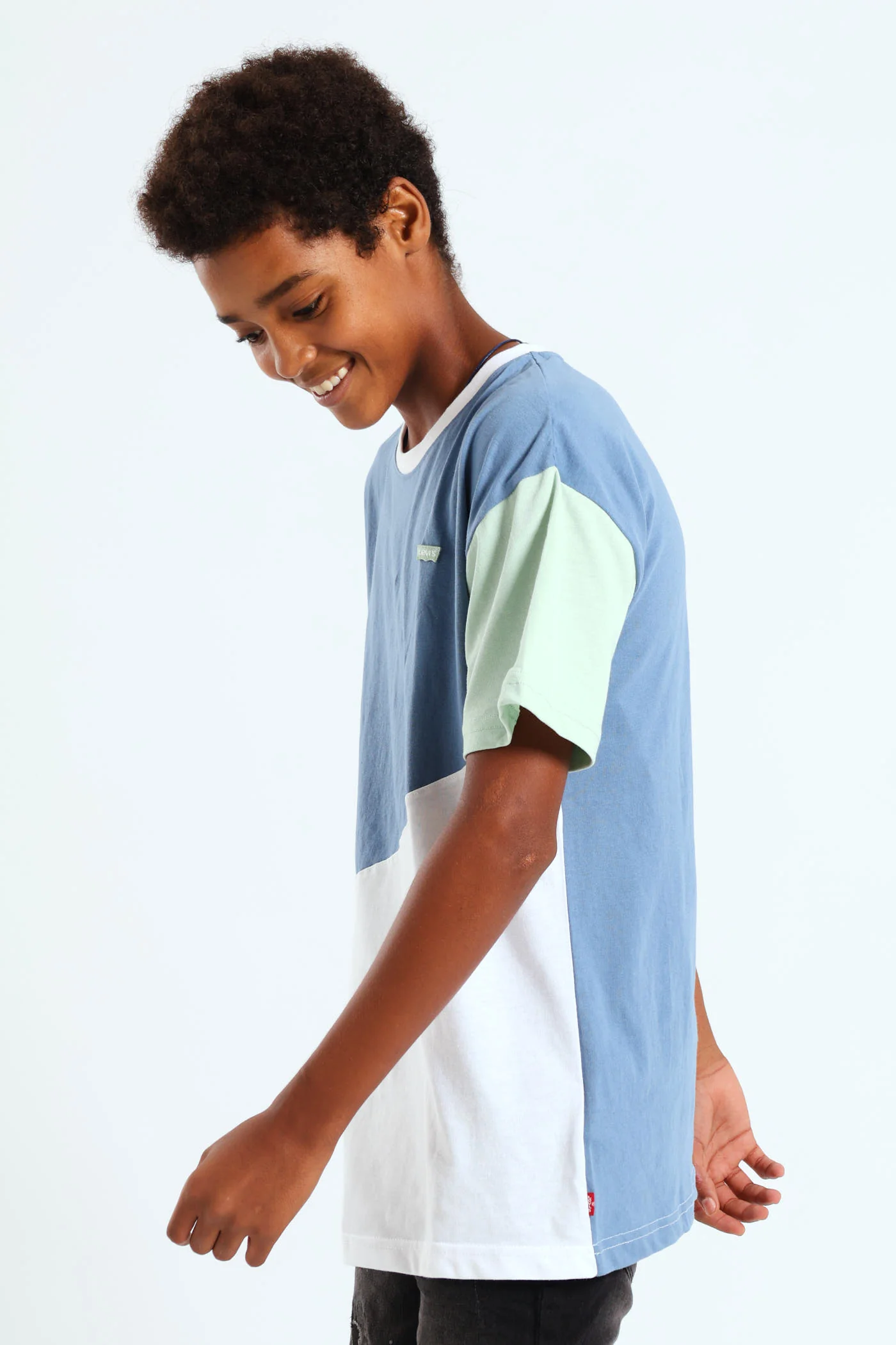 Boys Cut & Sew Tee - Navy/Sage - Image 2