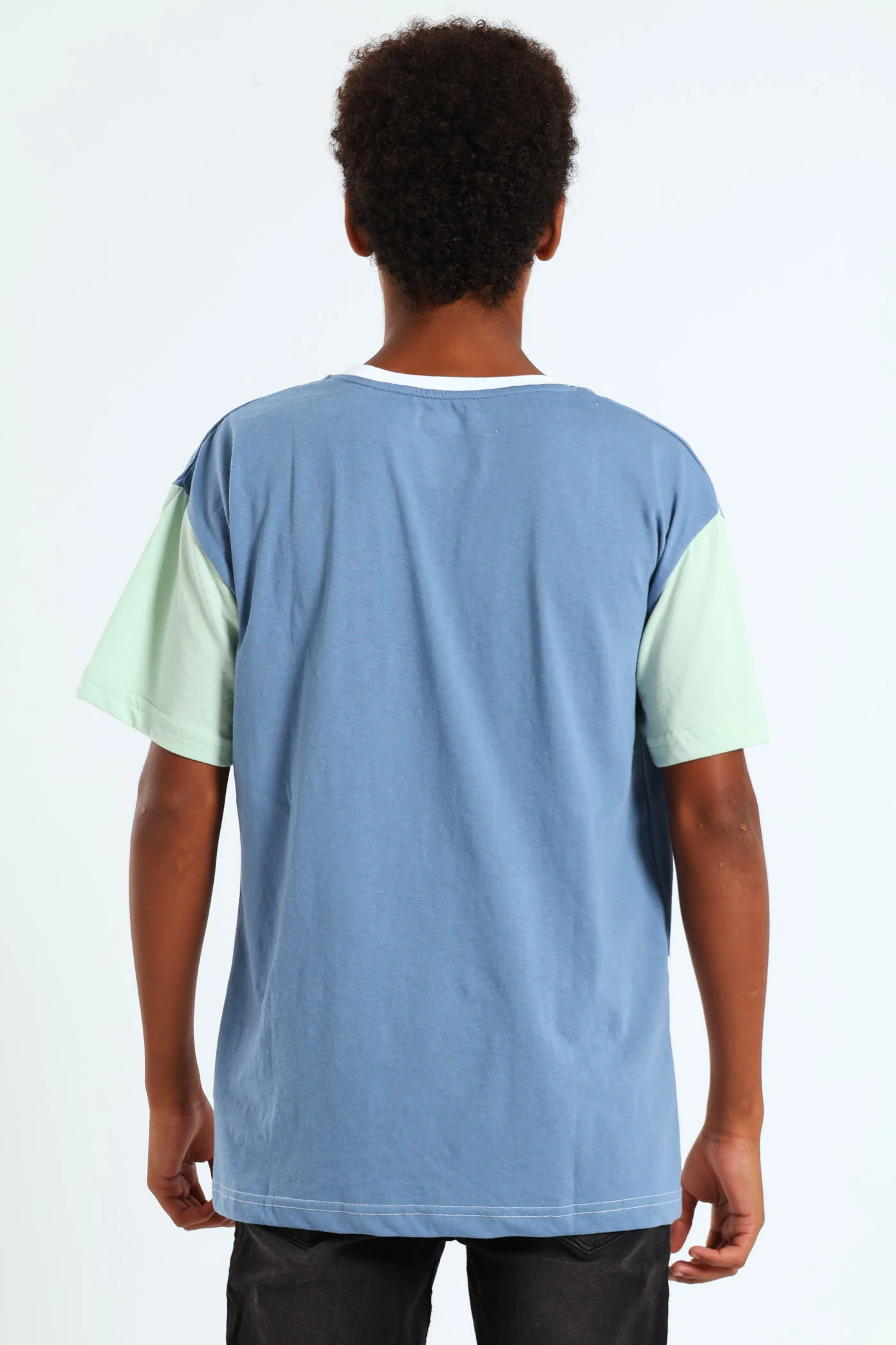 Boys Cut & Sew Tee - Navy/Sage - Image 3