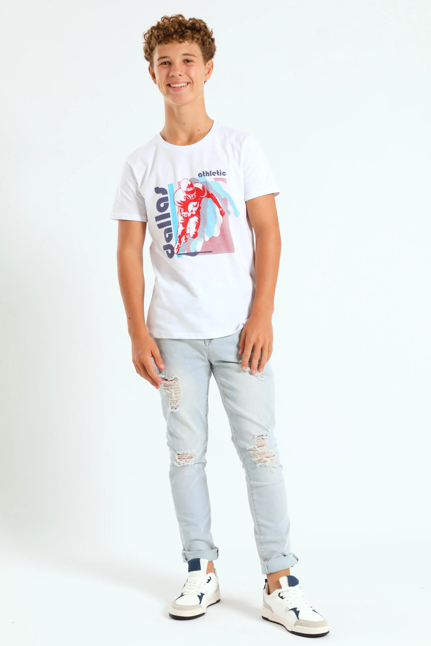 Boys Dallas Football Print Tee - White - Image 5