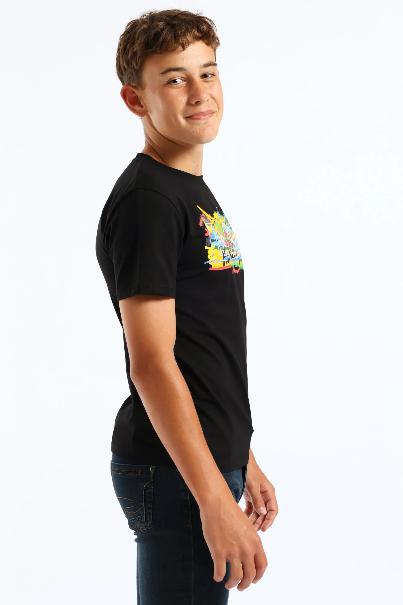 Boys Declan Sneaker Print Tee - Black - Image 3