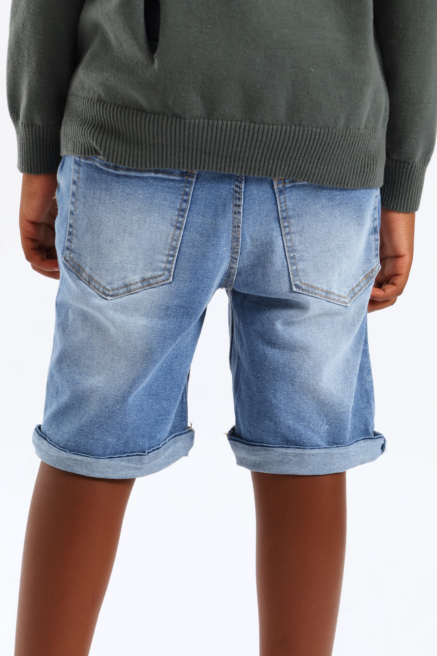 Boys Denim Destressed Rip Walkshort - Blue - Image 4