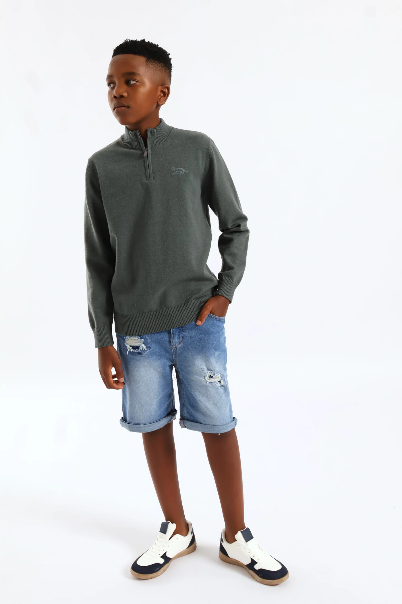 Boys Denim Destressed Rip Walkshort - Blue - Image 7