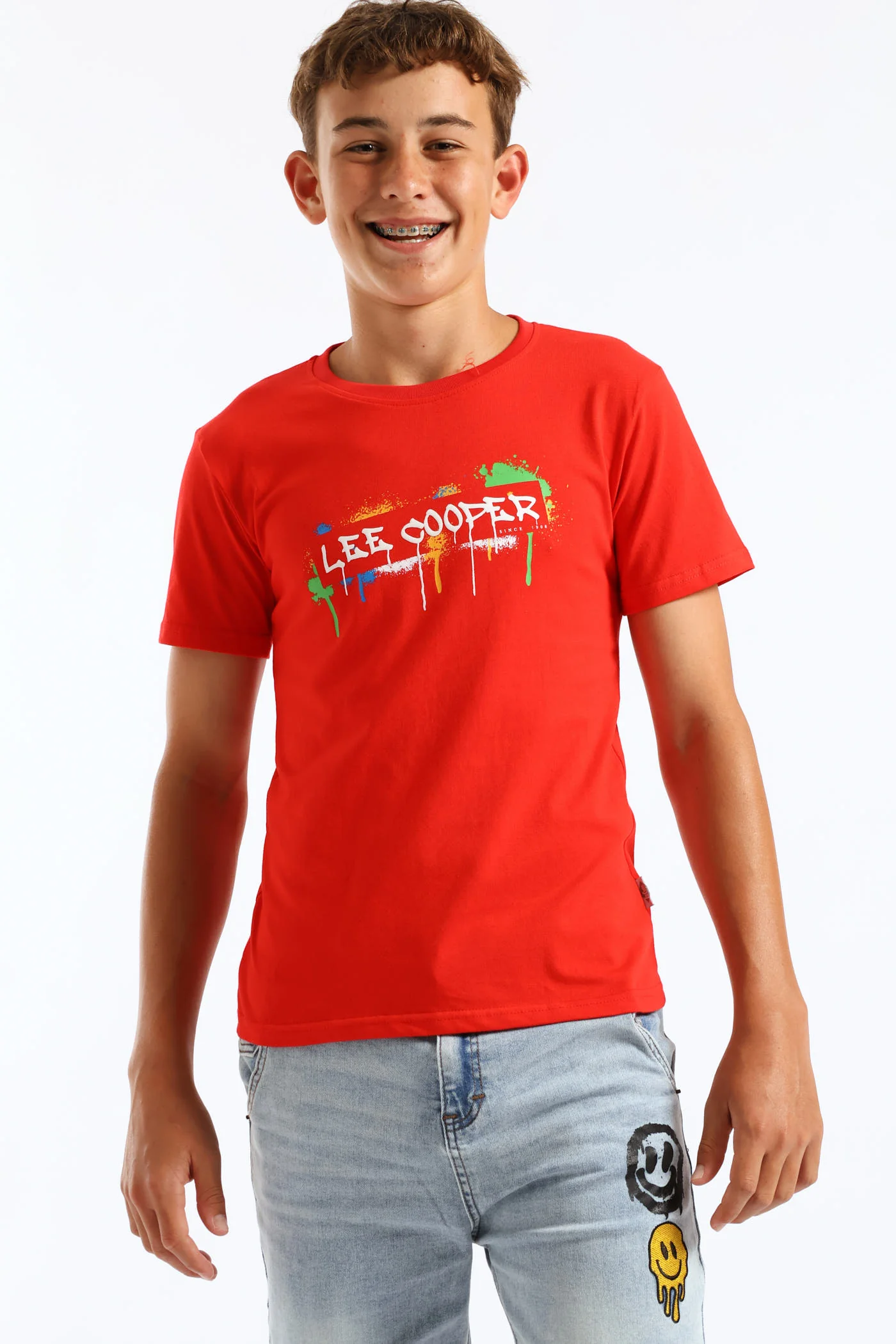 Boys Dennis Spray Paint T-Shirt - Red - Image 2