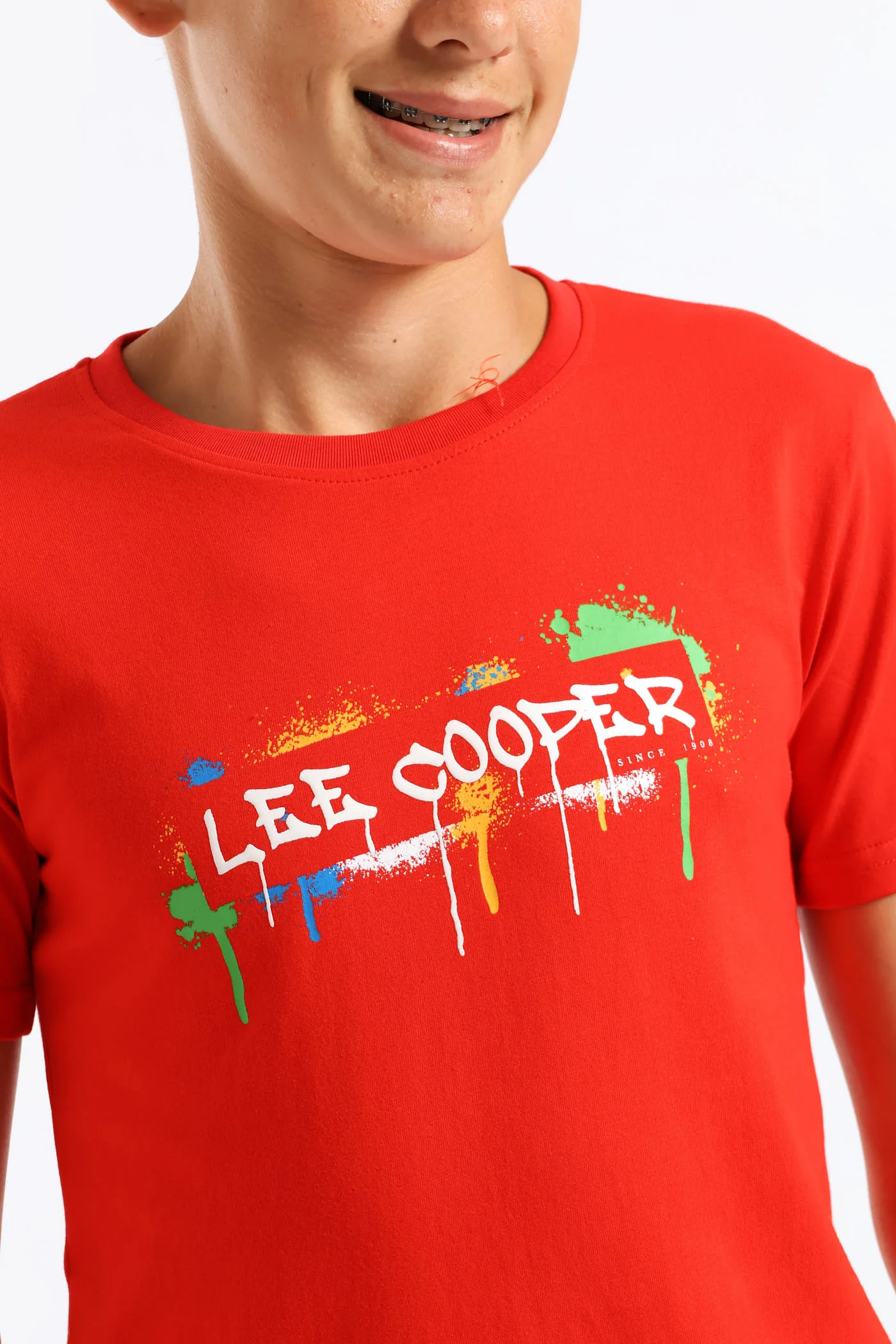 Boys Dennis Spray Paint T-Shirt - Red - Image 4
