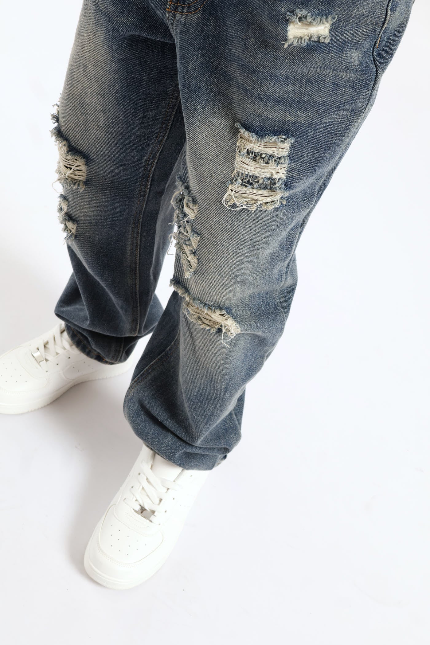 Boys Destressed Ripped Baggy Jean - Blue - Image 2