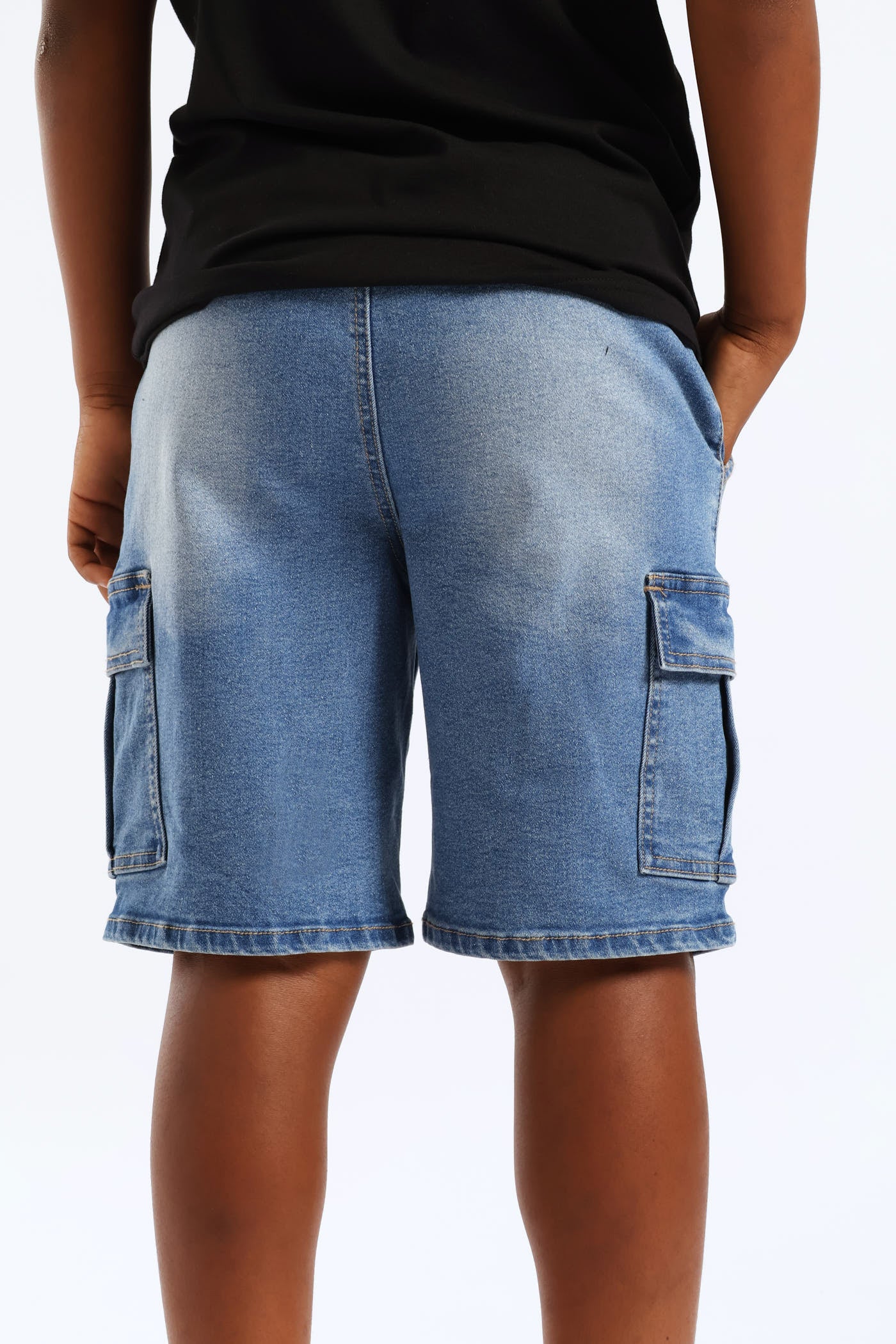 Boys Drawcord Cargo Walkshort - Mid Blue - Image 5