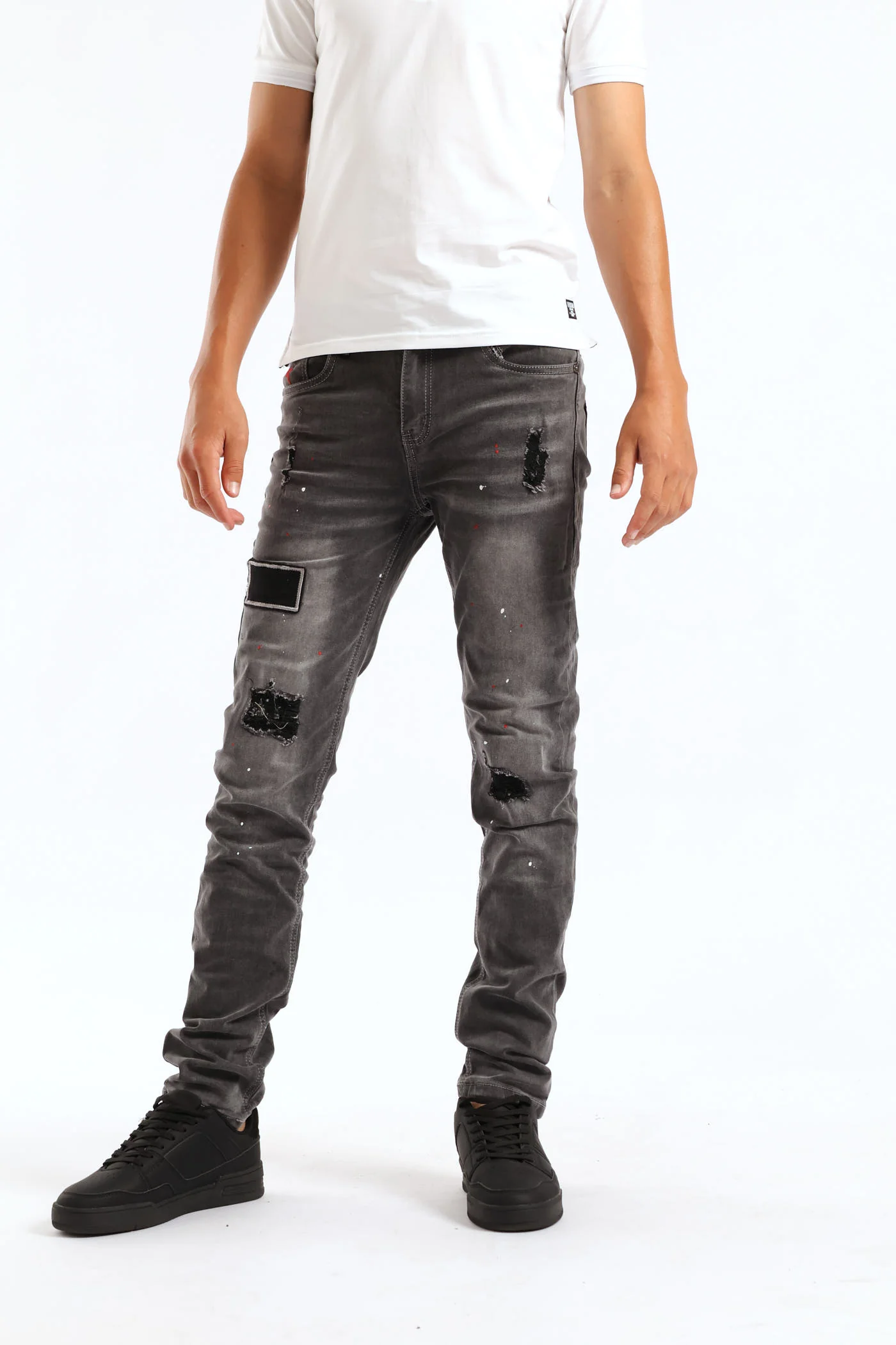 Boys Drip Skinny Denim - Charcoal - Image 2