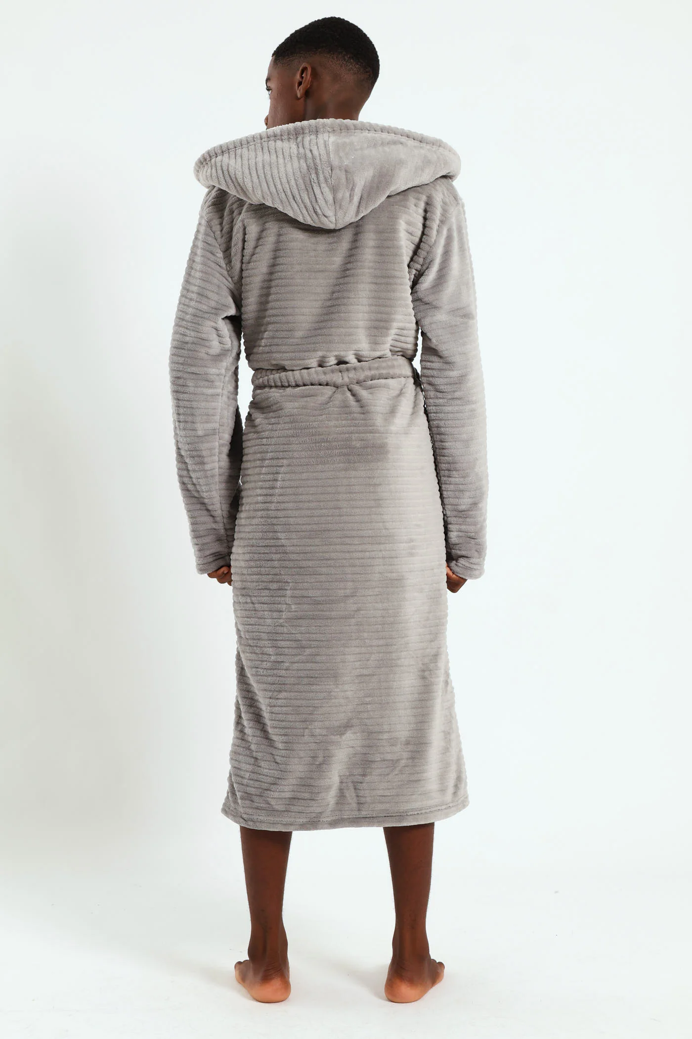 Boys Embossed Sherpa Lined Gown - Grey - Image 3