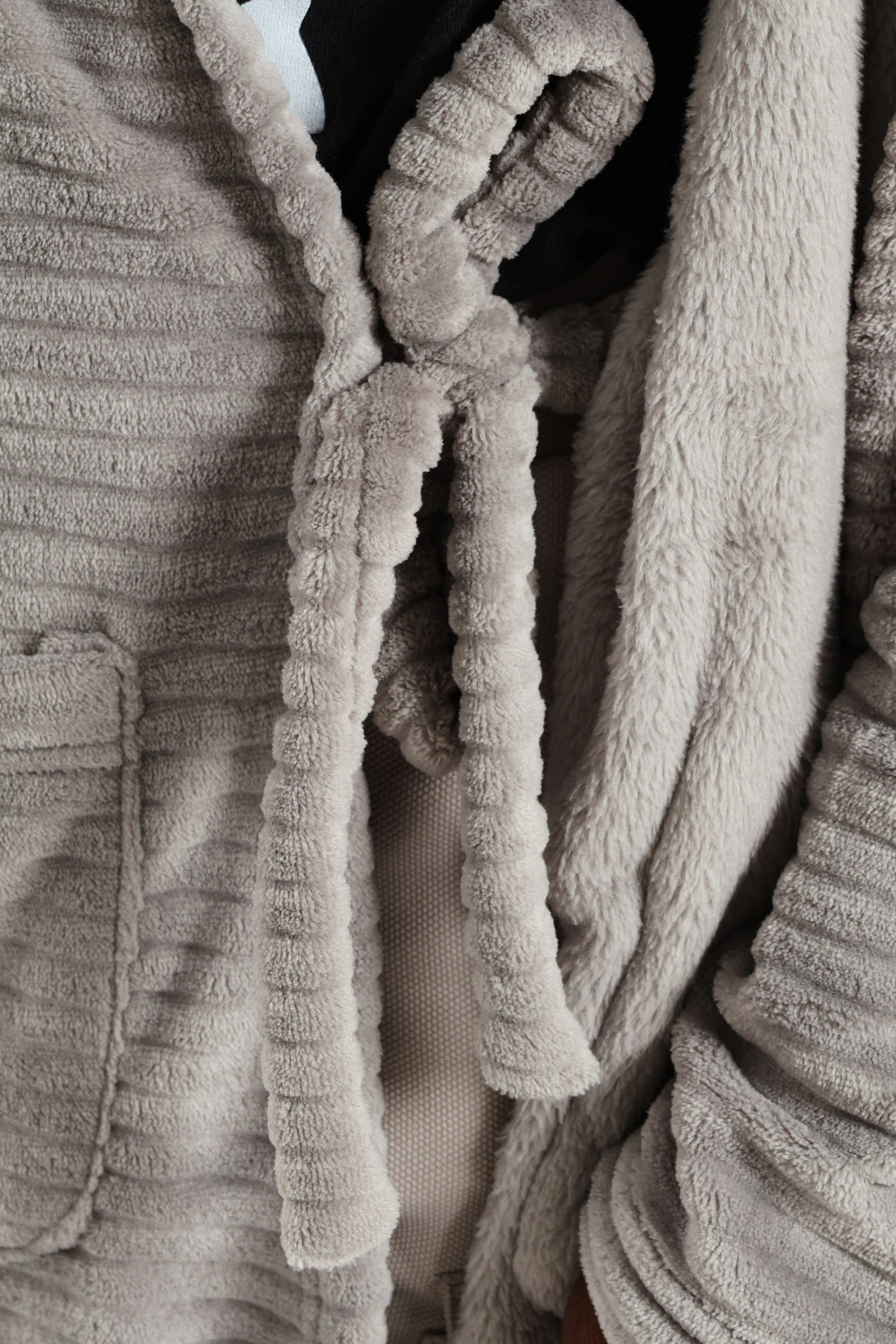 Boys Embossed Sherpa Lined Gown - Grey - Image 4