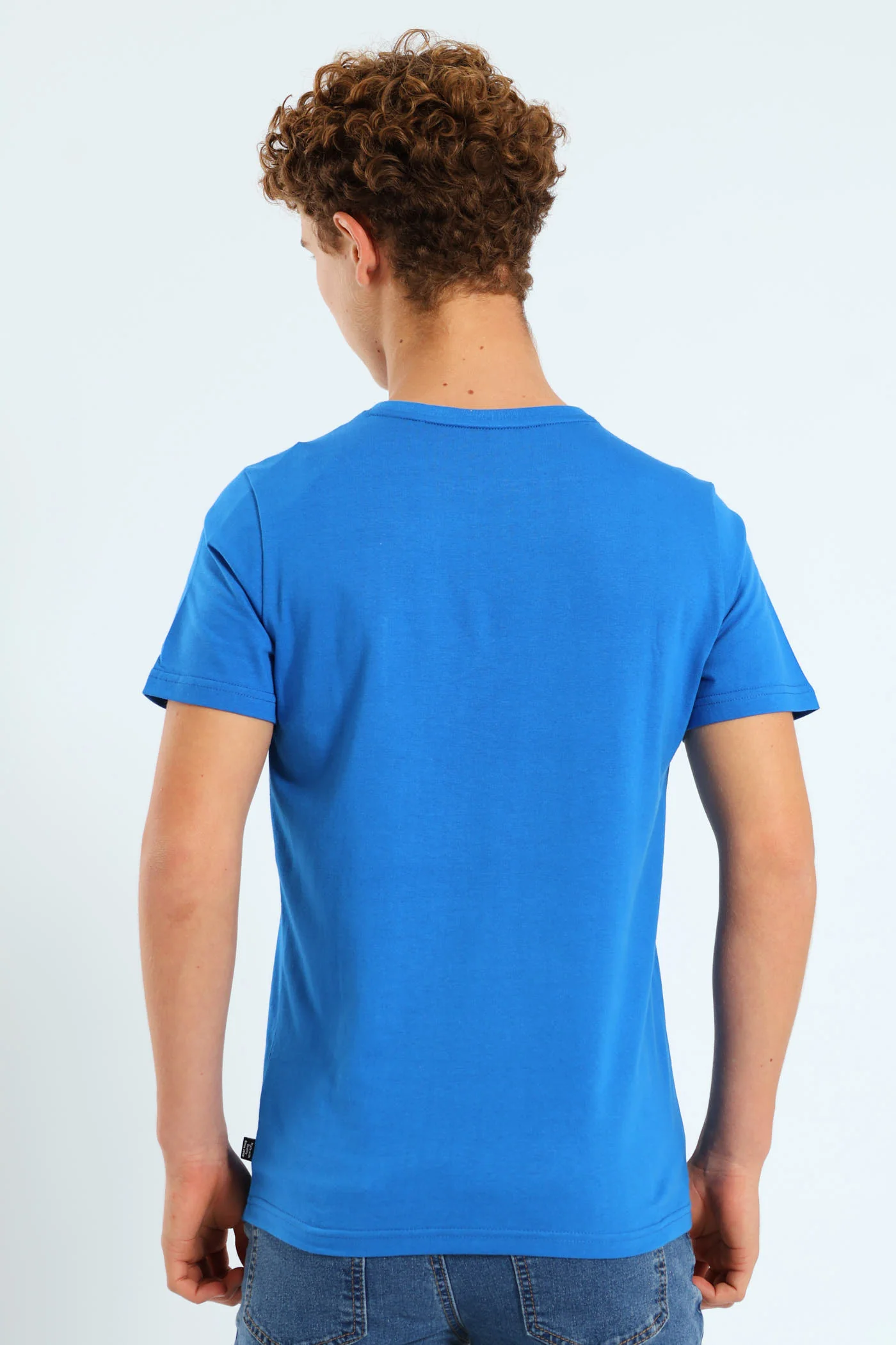 Boys Essential Plus Two Tone Logo Tee - Blue - Image 4