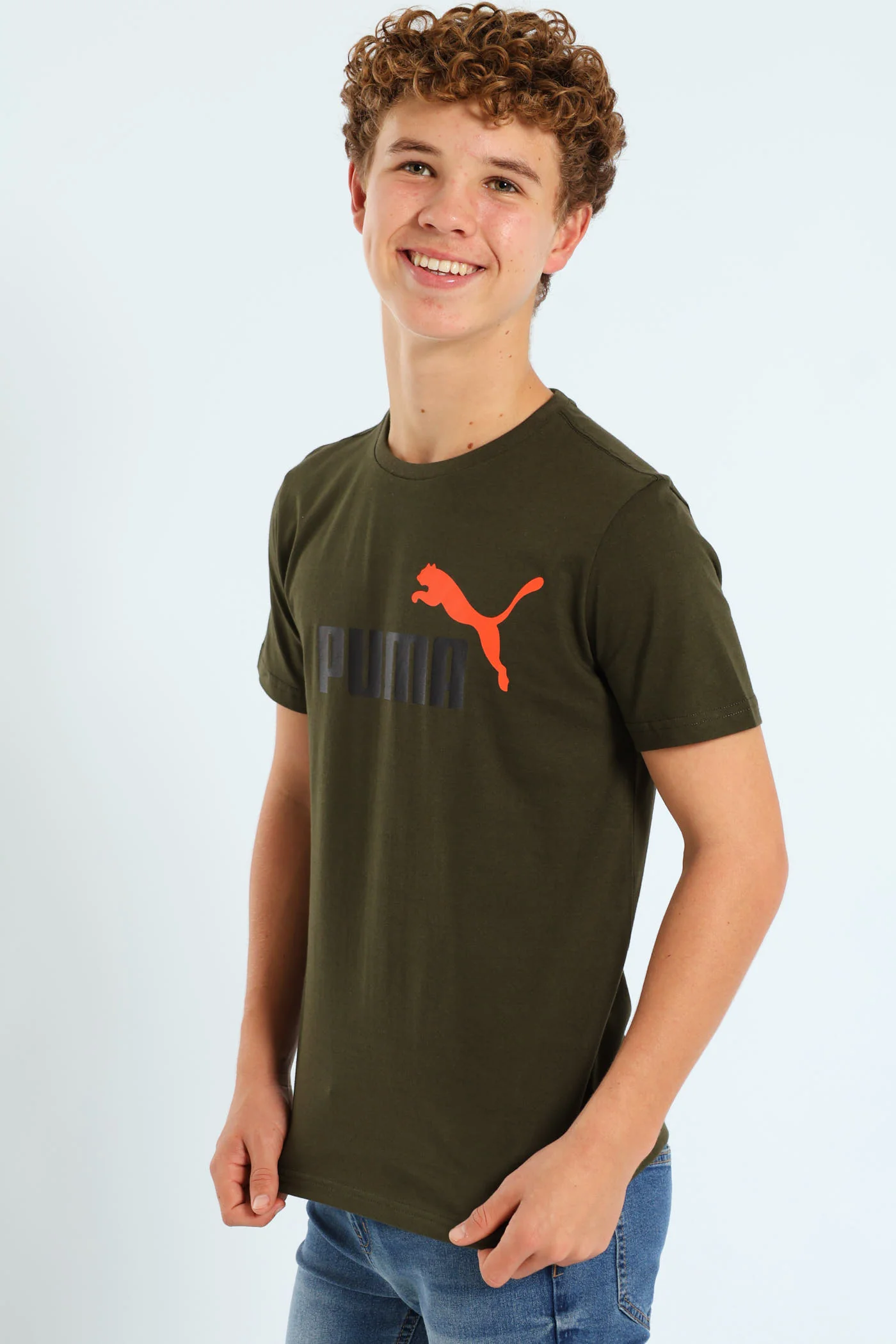 Boys Essential Plus Two Tone Logo Tee - Olive - Image 2