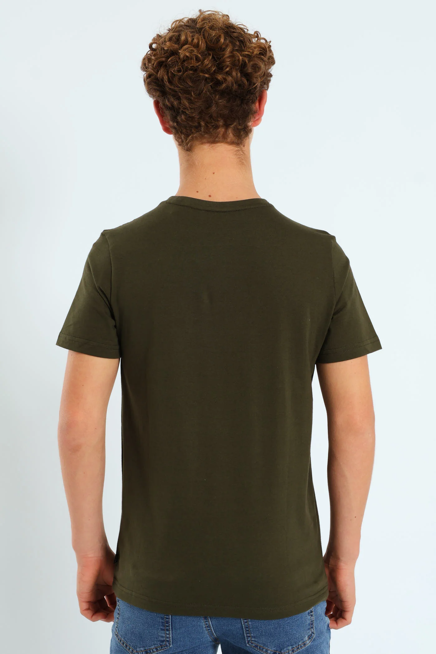 Boys Essential Plus Two Tone Logo Tee - Olive - Image 3