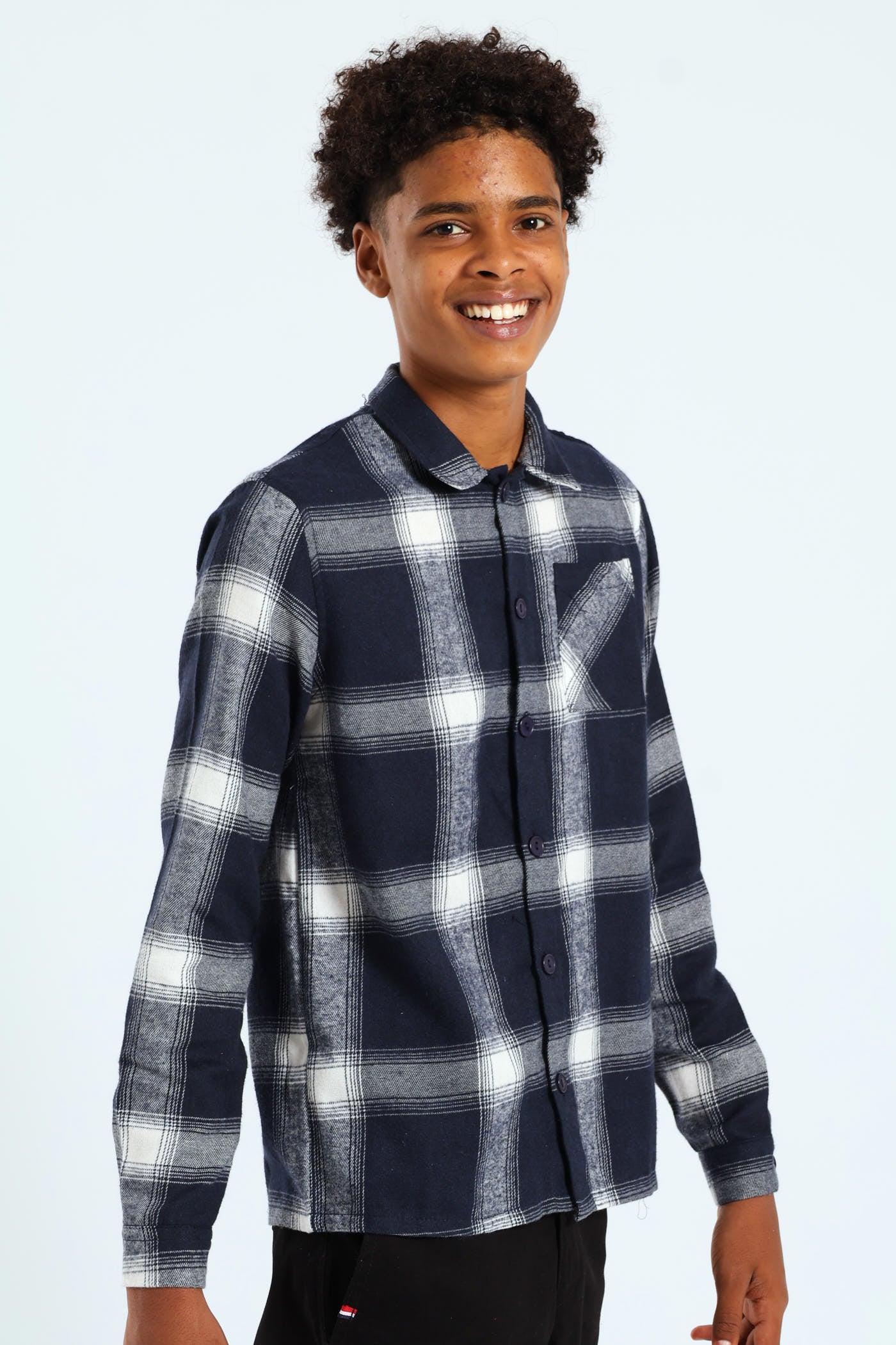 Boys Flannel Shirt - Navy - Image 3