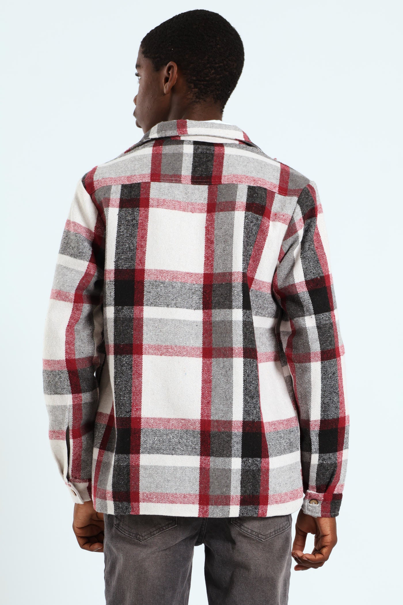 Boys Flannel Shacket - Burgundy - Image 4