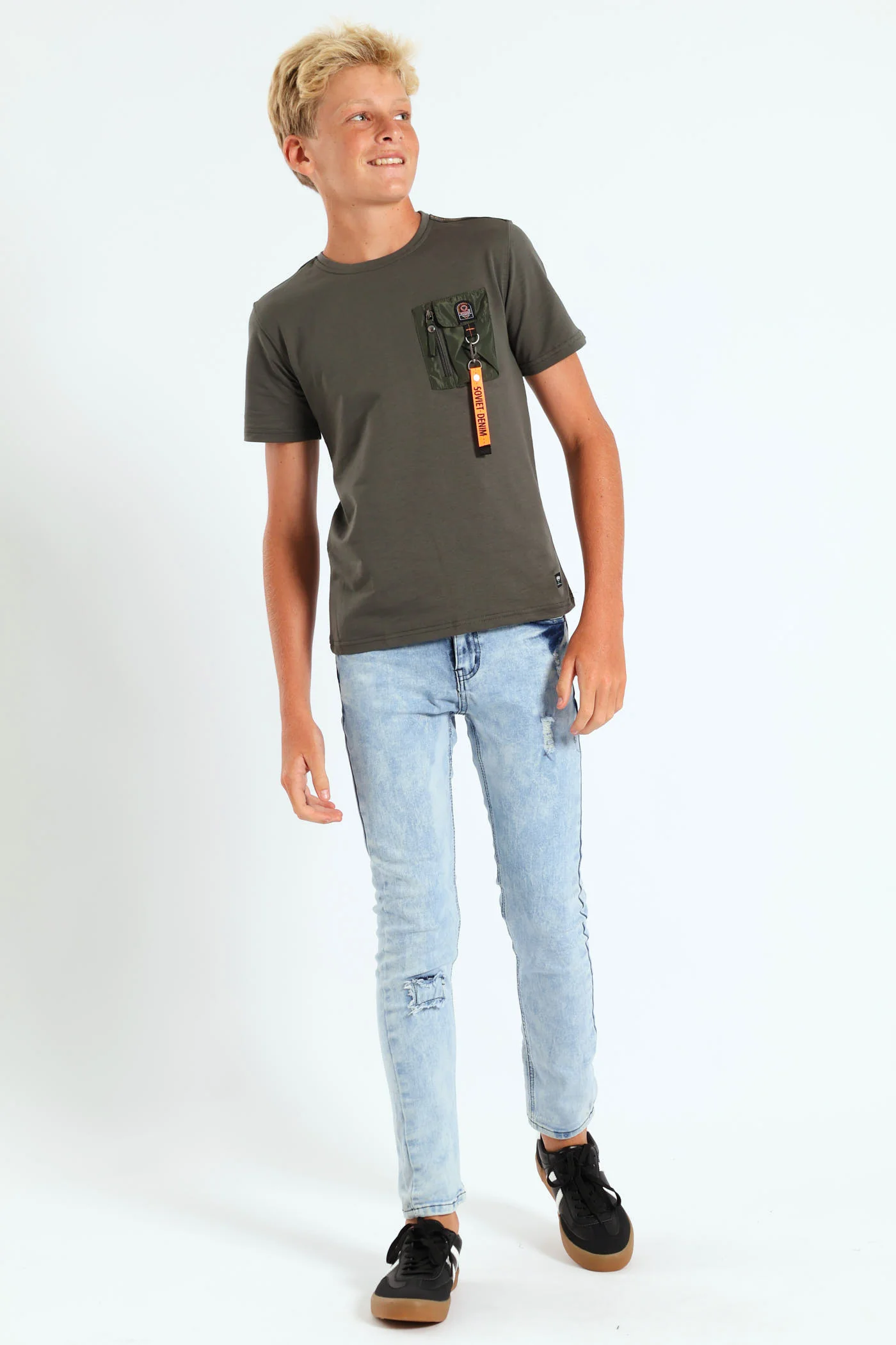 Boys Flawless Crew Neck Tee - Khaki - Image 5