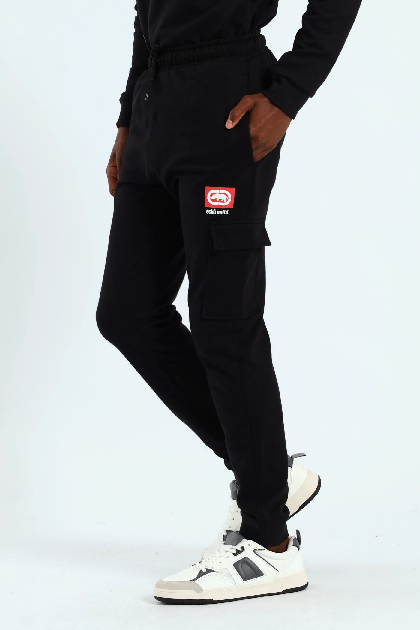 Boys Fleece Cargo Jogger - Black/Red - Image 2