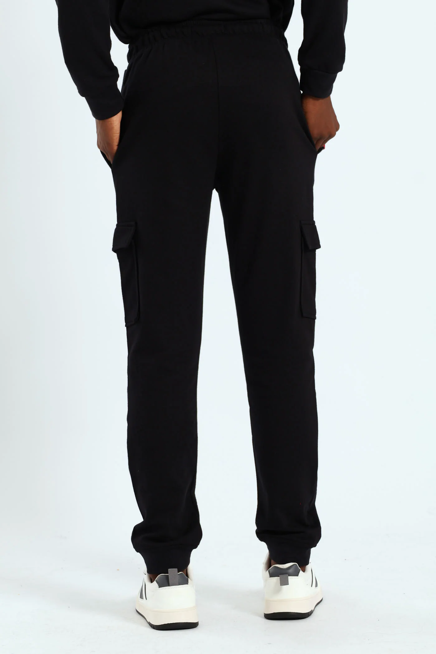 Boys Fleece Cargo Jogger - Black/Red - Image 3