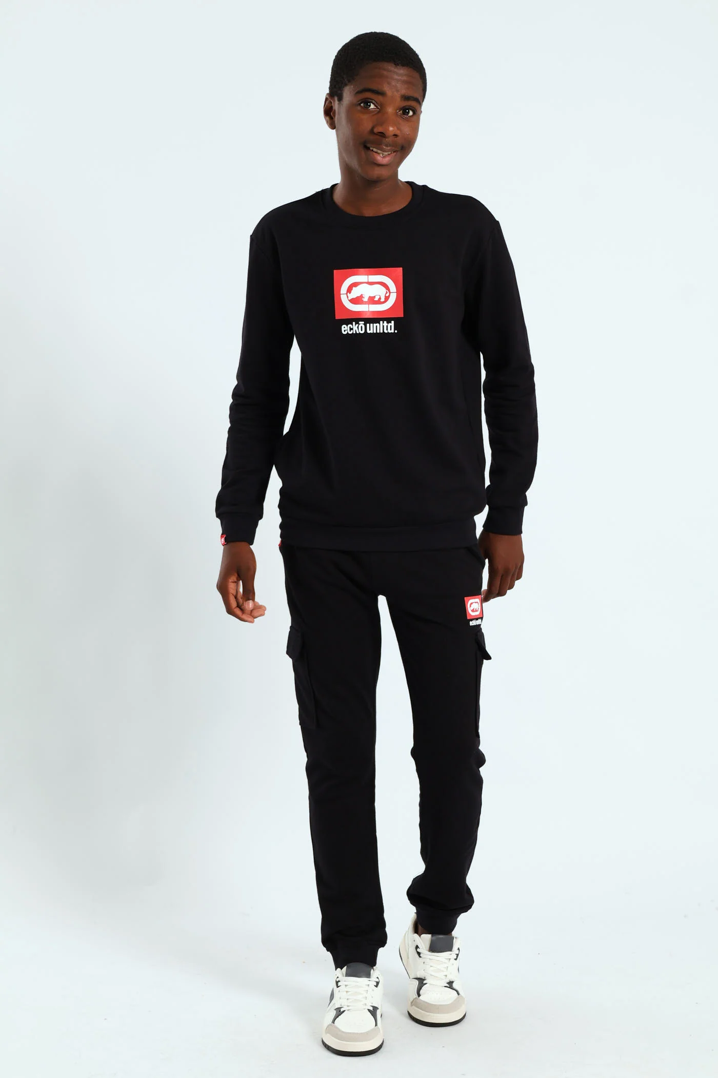 Boys Fleece Cargo Jogger - Black/Red - Image 4