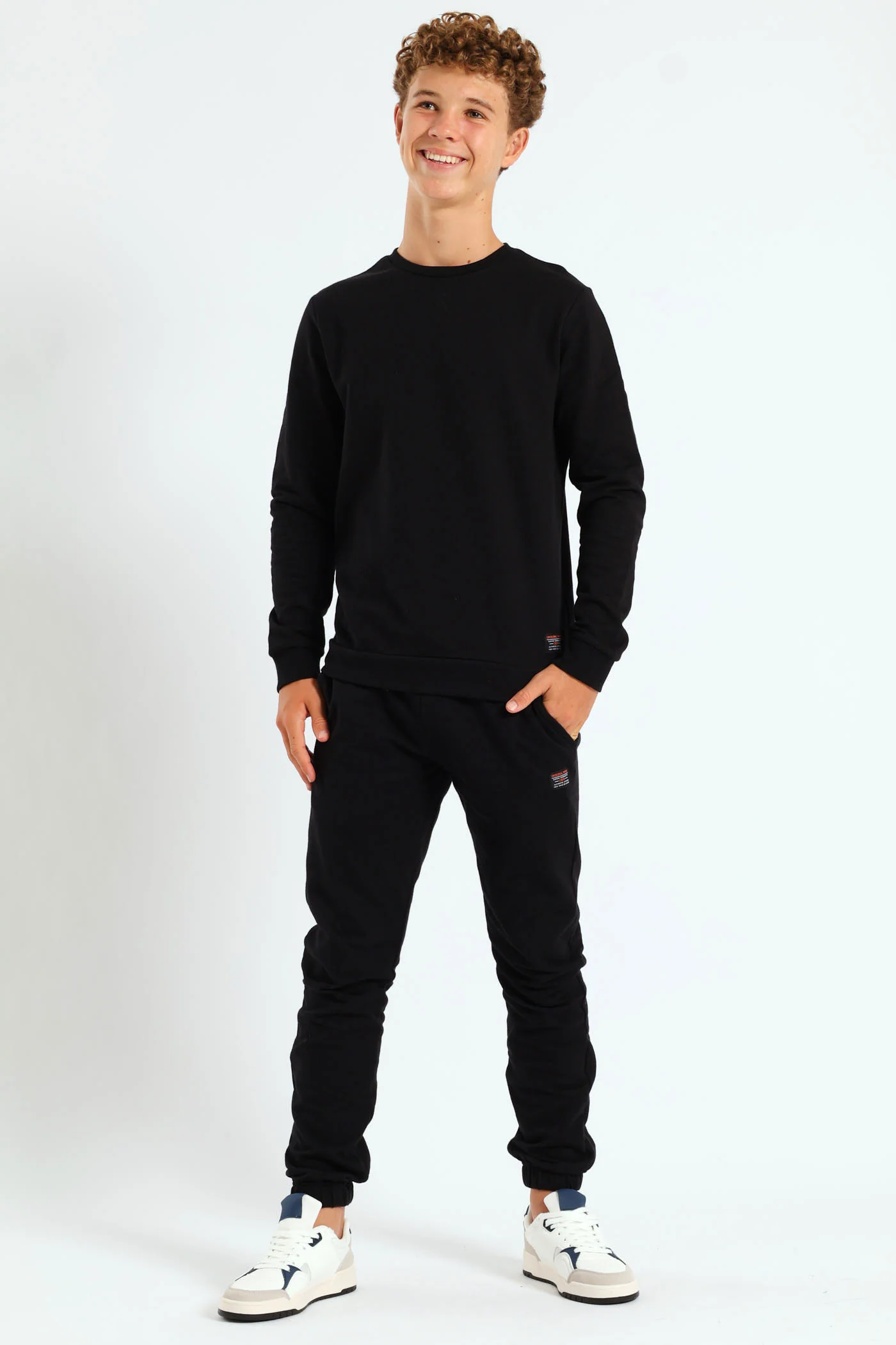 Boys Fleece Crew Top - Black - Image 2