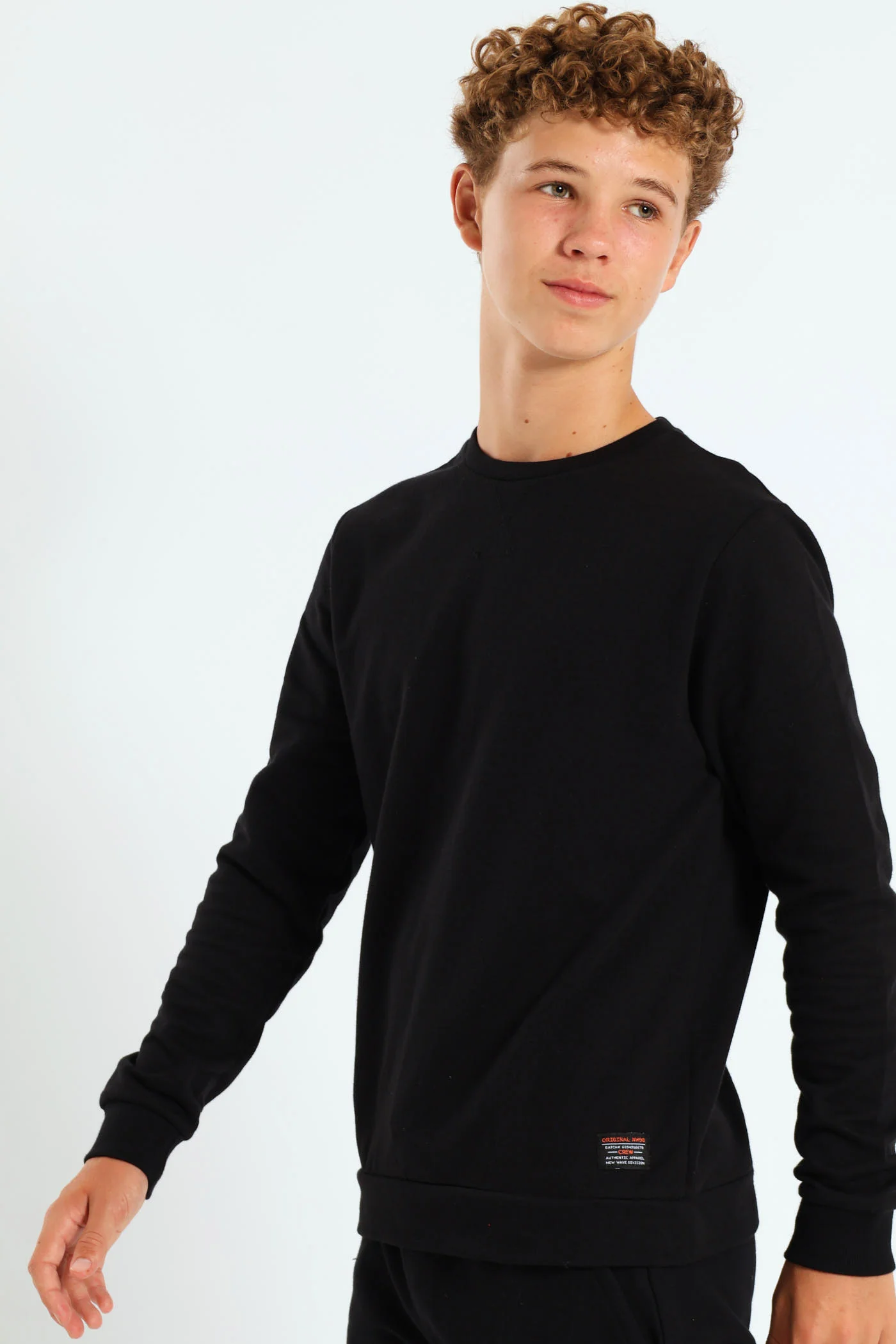 Boys Fleece Crew Top - Black - Image 3