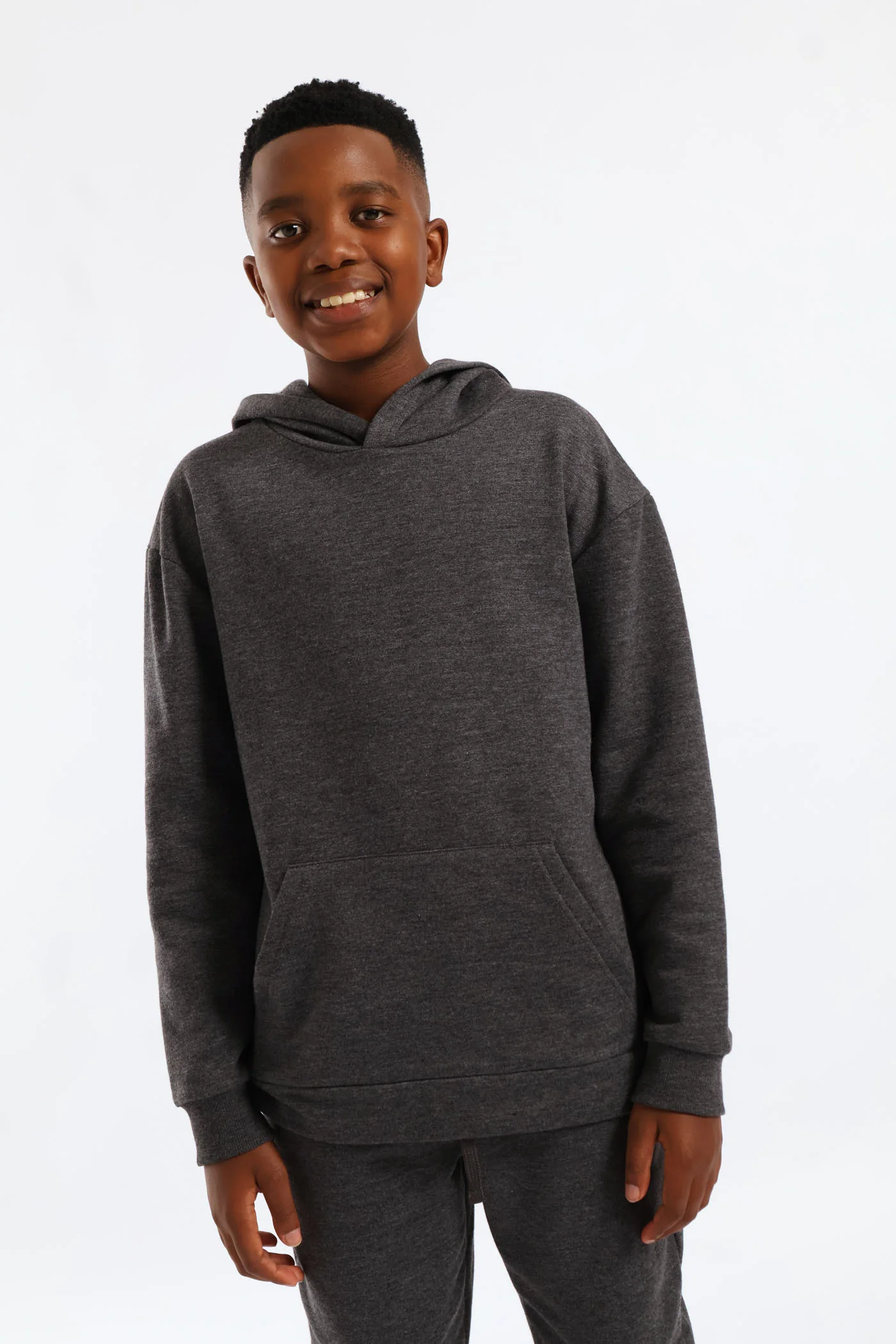 Boys Fleece Hoody - Charcoal Melange - Image 4