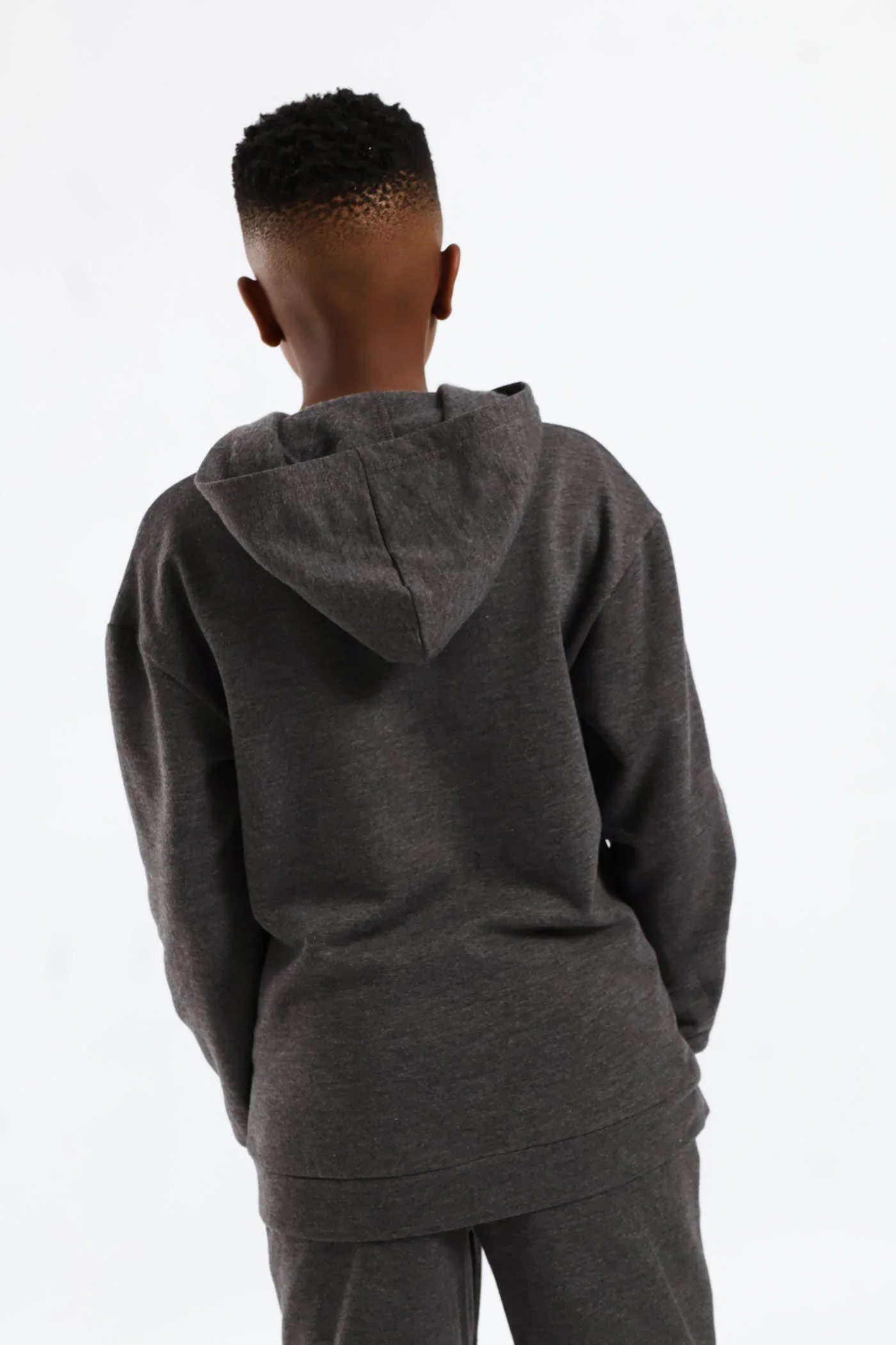 Boys Fleece Hoody - Charcoal Melange - Image 5