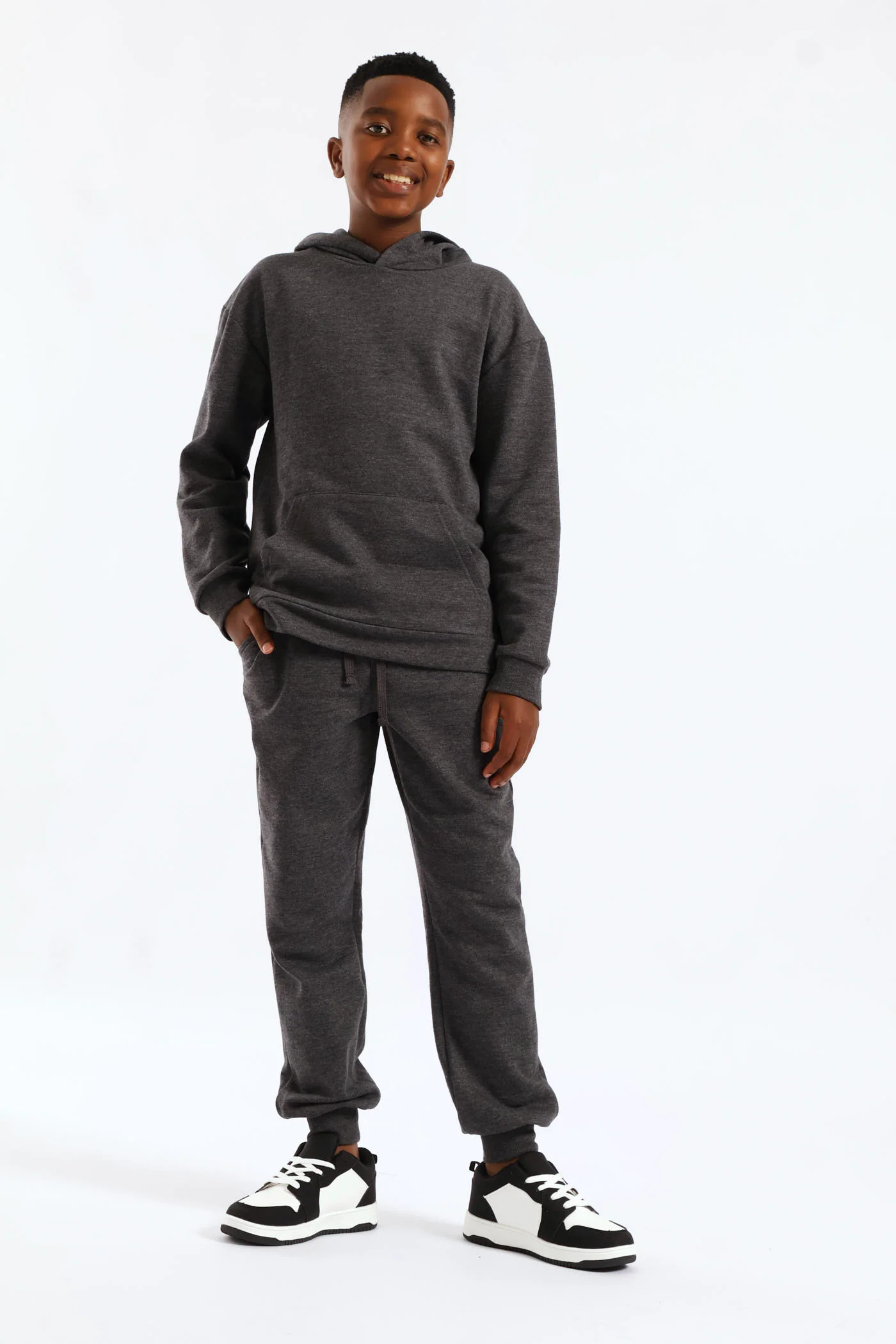 Boys Fleece Hoody - Charcoal Melange - Image 7