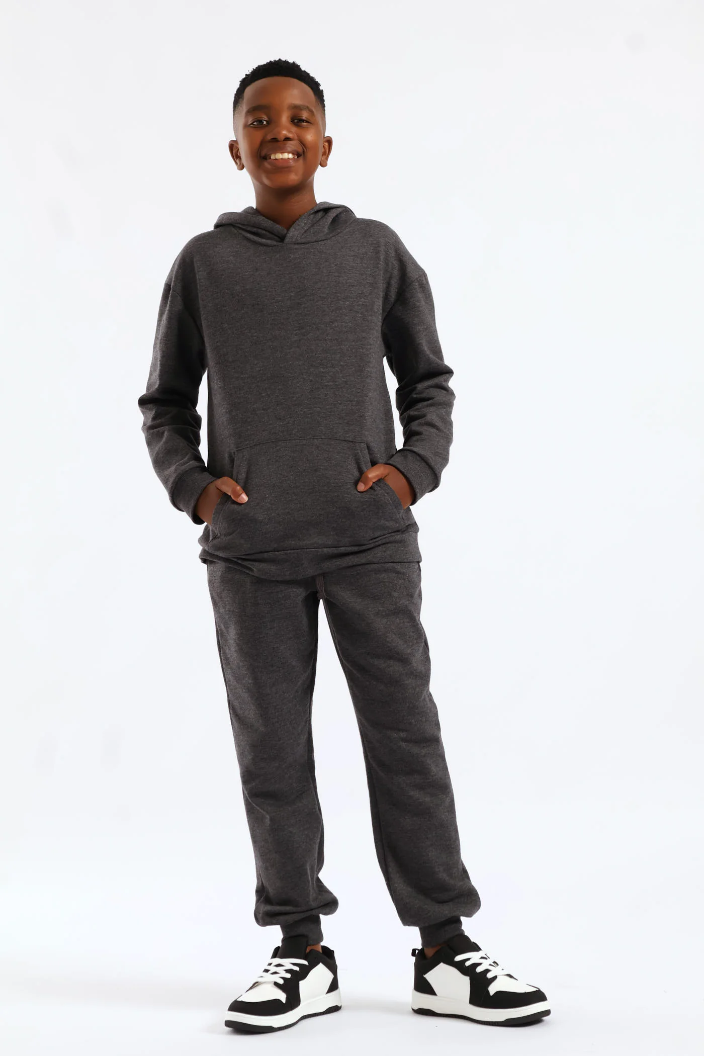 Boys Fleece Jogger - Charcoal Melange - Image 2