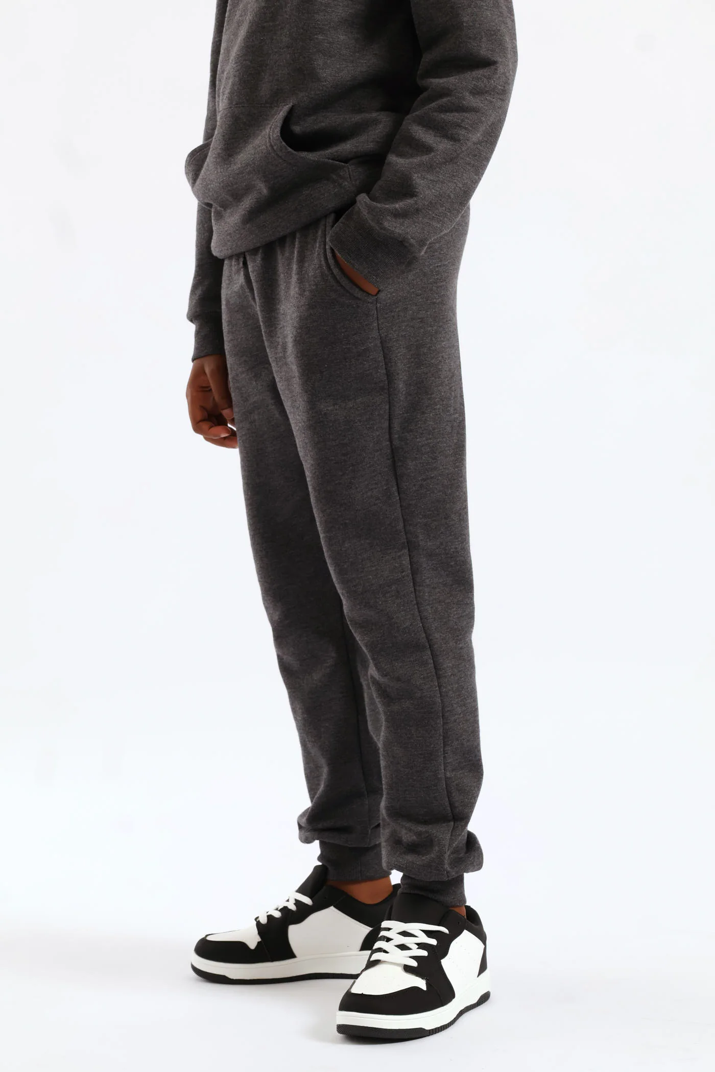 Boys Fleece Jogger - Charcoal Melange - Image 4
