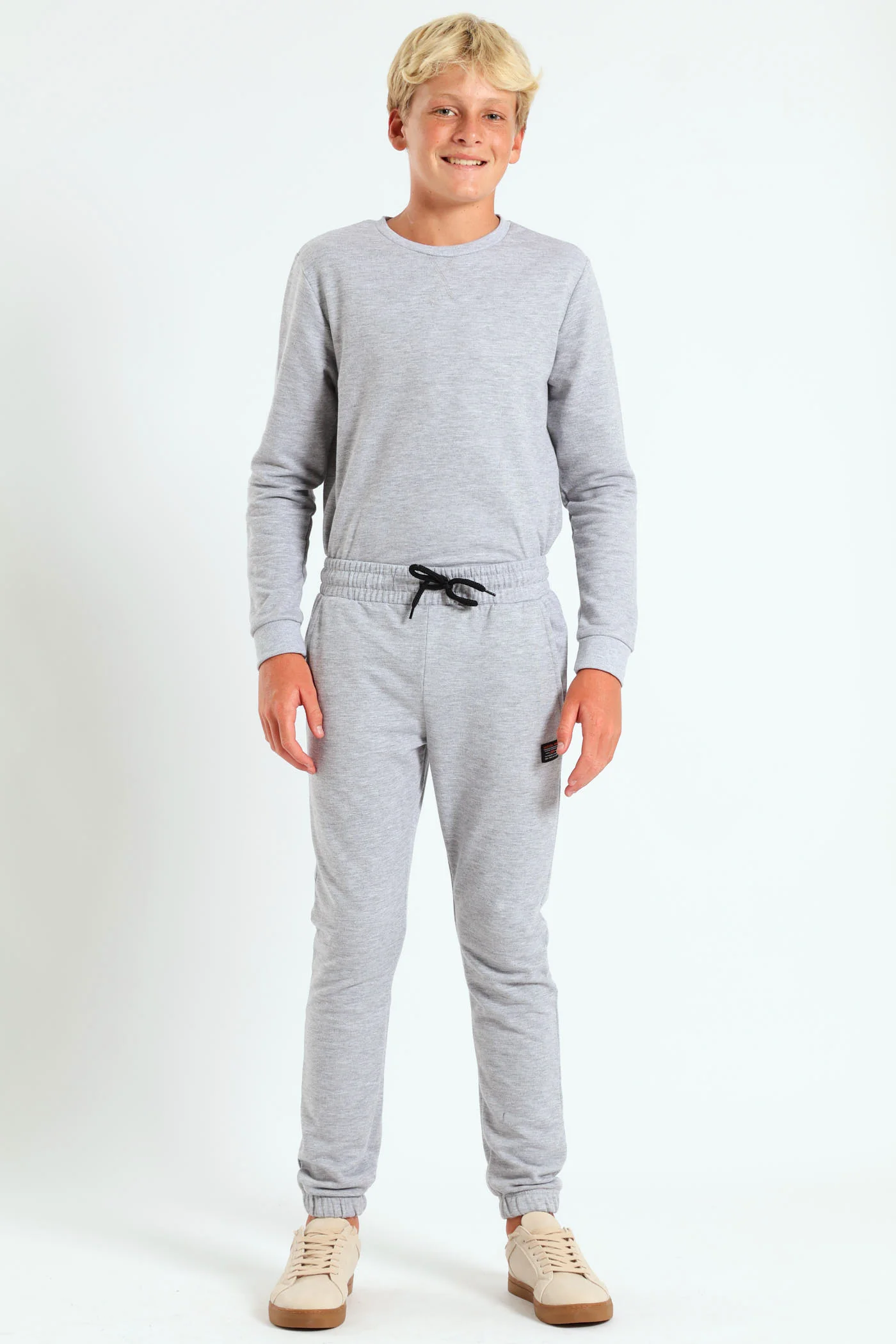 Boys Fleece Jogger - Grey Melange - Image 4