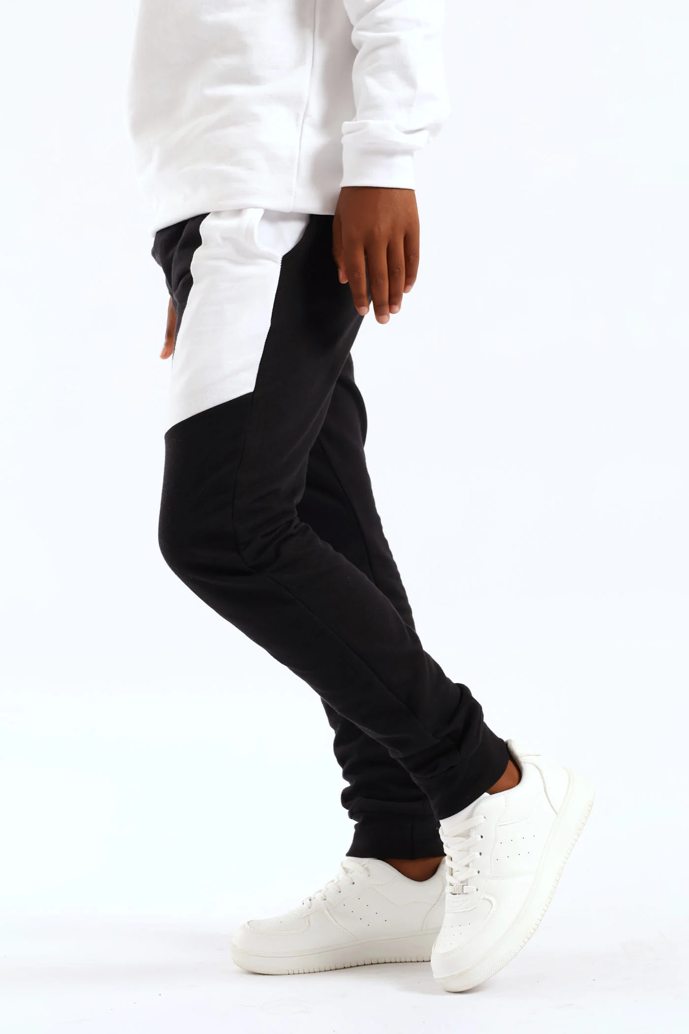 Boys Fleece Joggers - Black/White - Image 2