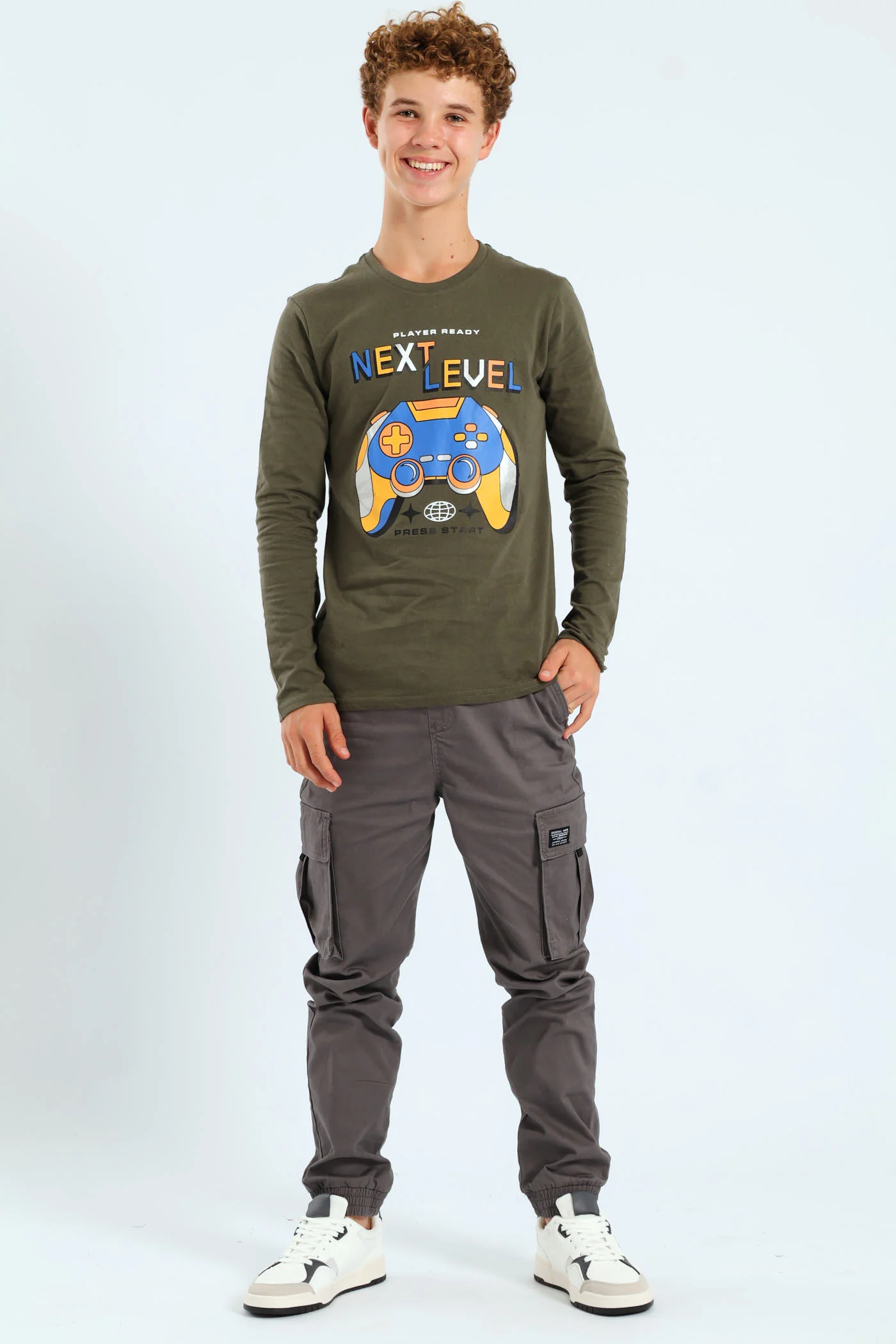 Boys Foil Gamer Long Sleeve Tee - Fatigue - Image 5