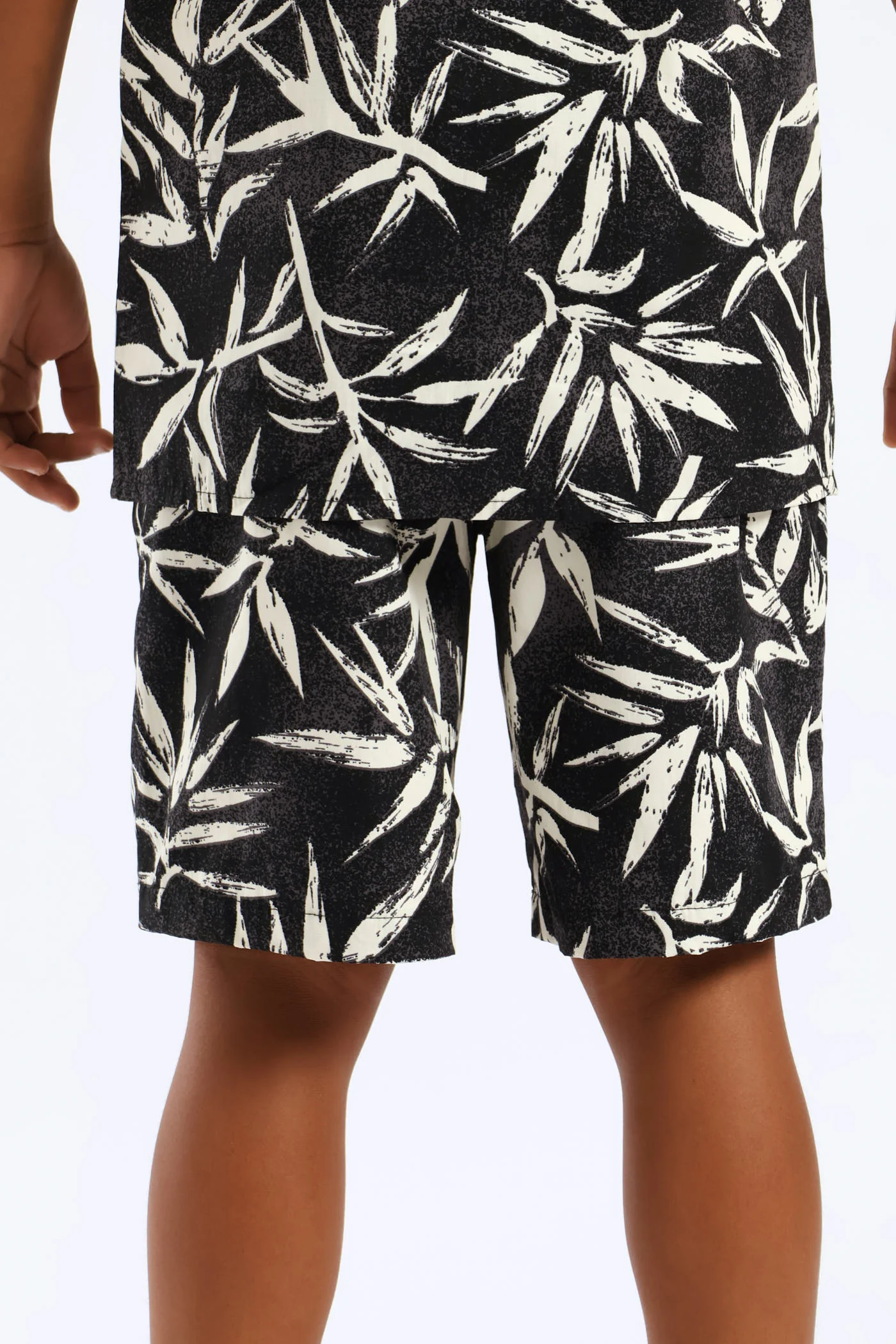 Boys Foliage Print Short - Charcoal/Cream - Image 5