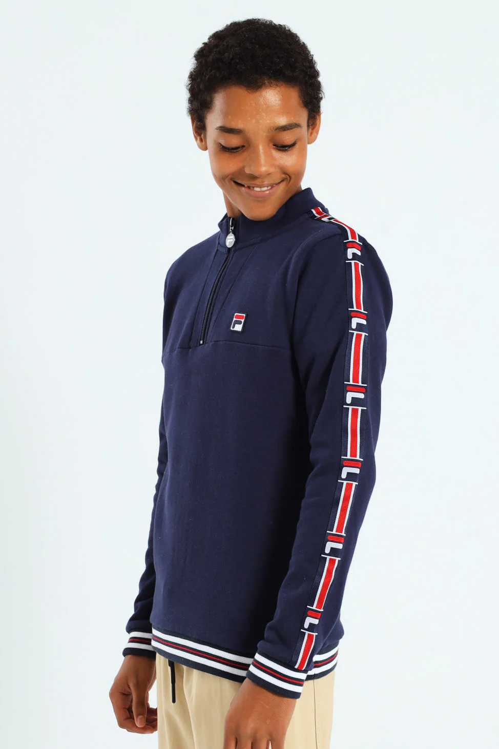 Boys Foster Three Quarter Zip Sweater - Navy - Image 2