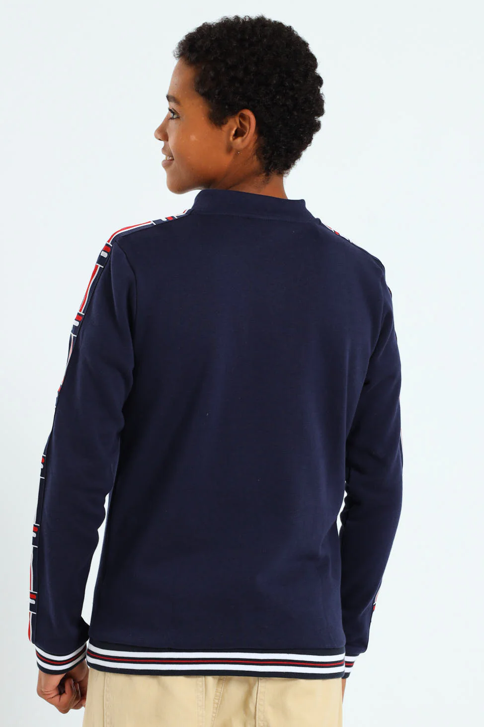 Boys Foster Three Quarter Zip Sweater - Navy - Image 3