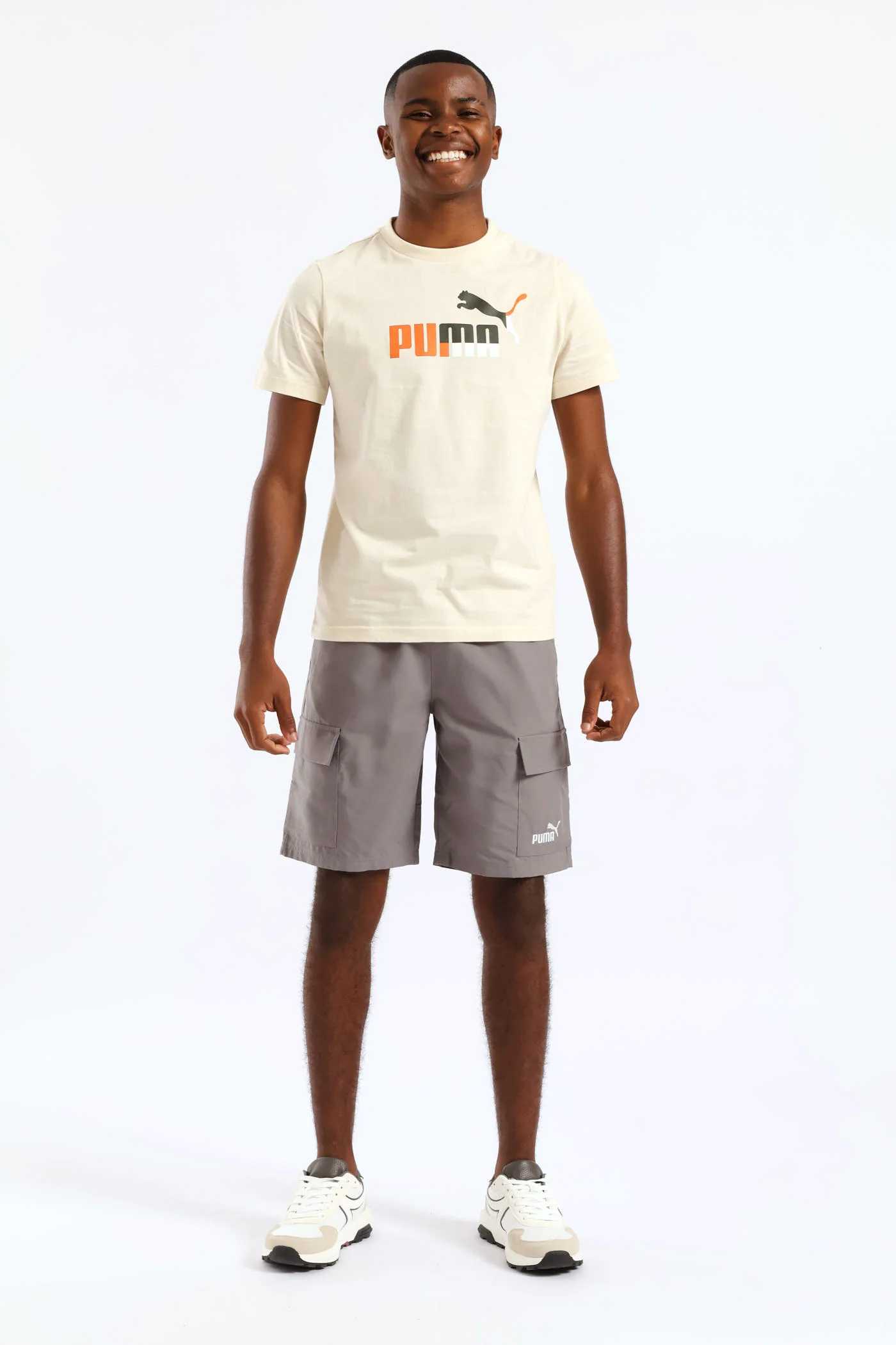 Boys Foundation Print Tee - Stone - Image 5