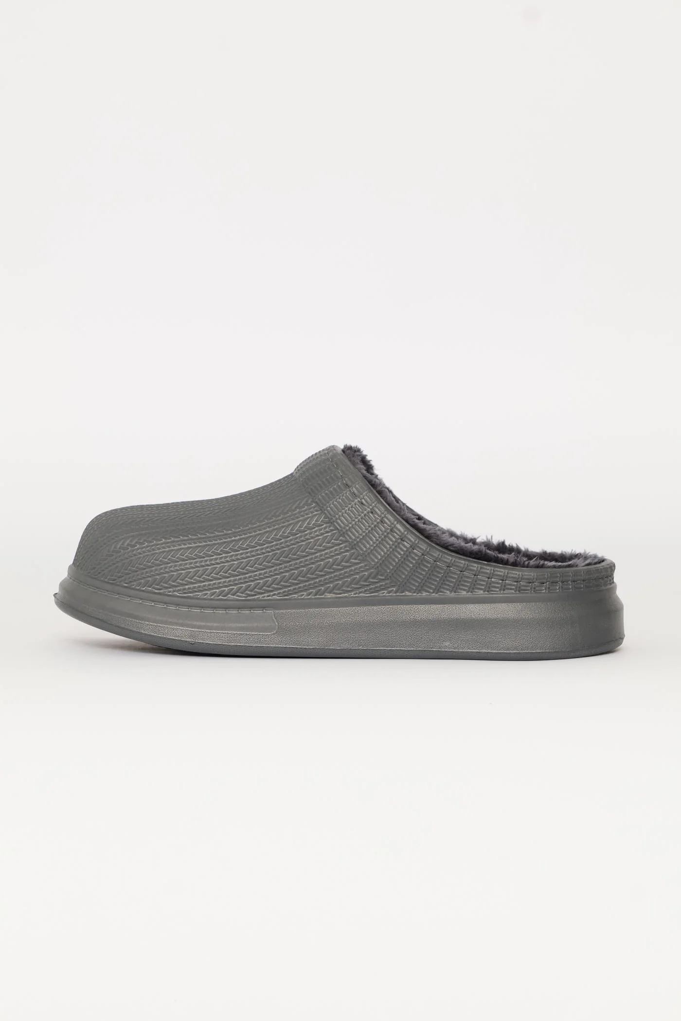 Boys Fur Lined Moulded Slipper - Charcoal - Image 3