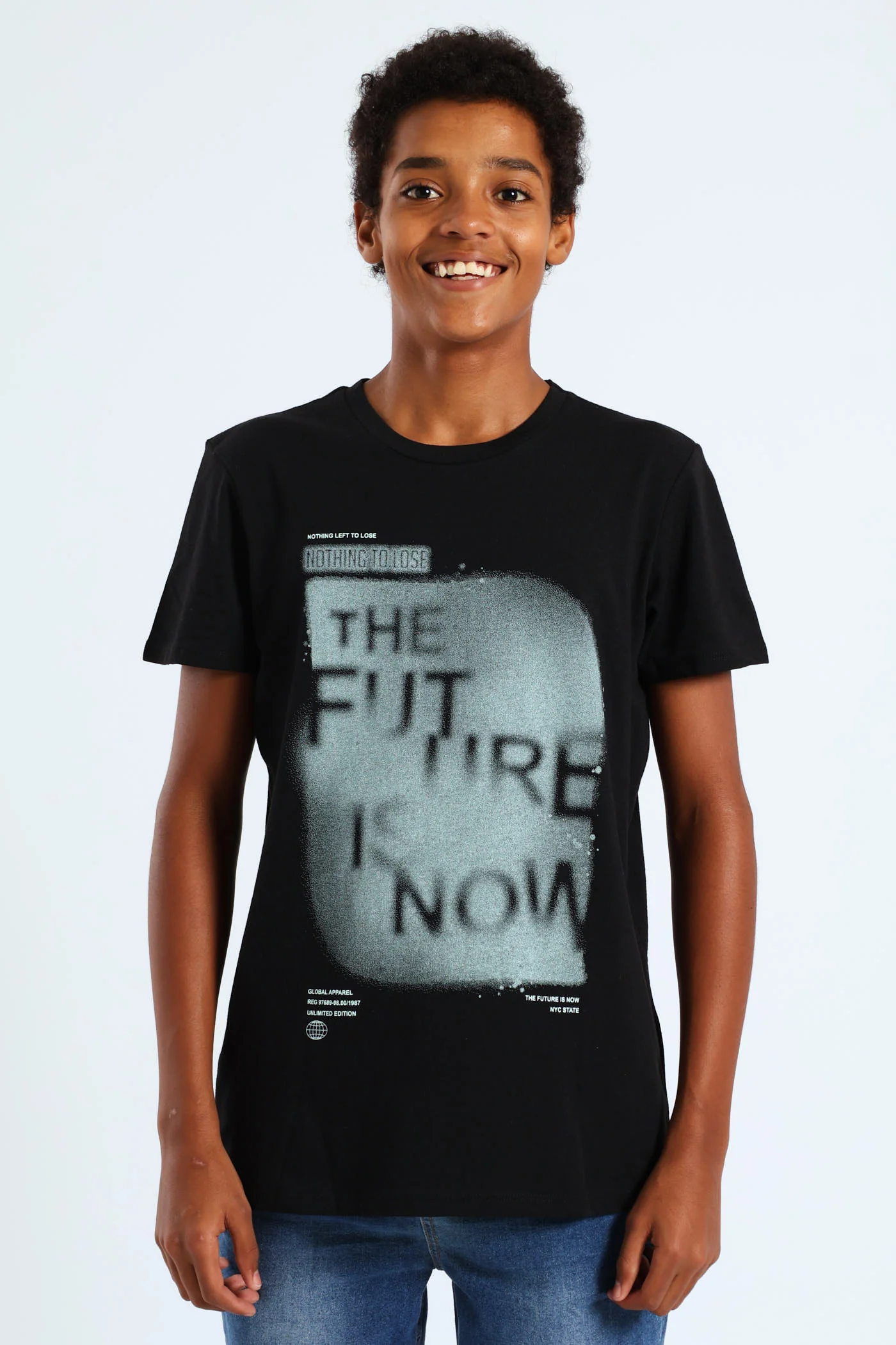 Boys Future Is Now Print Tee - Black - Image 2