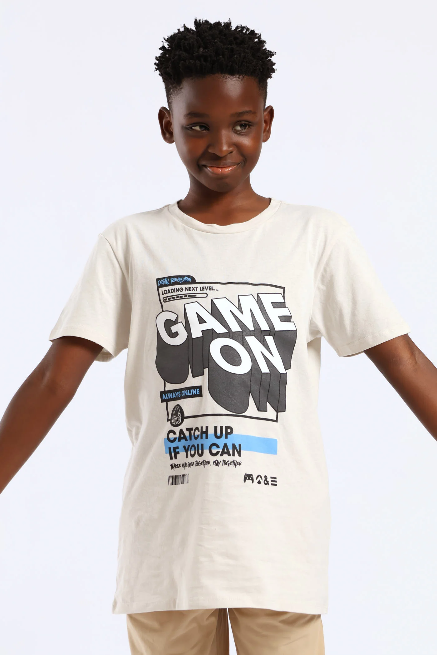 Boys Game On Printed T-Shirt - Grey - Image 2