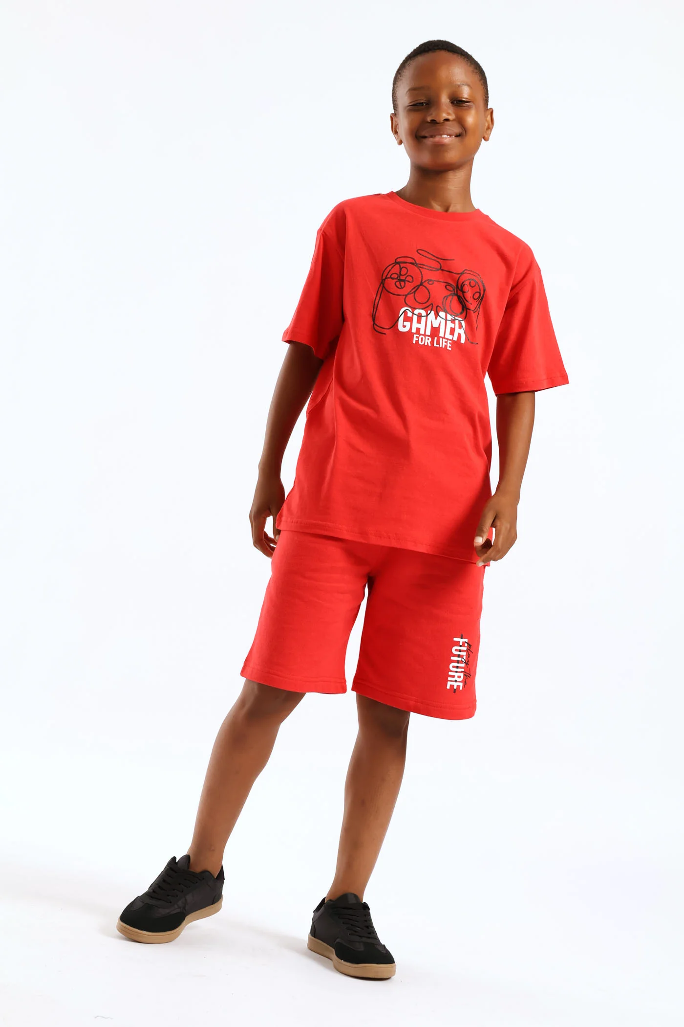Boys Gamer For Life Print T-Shirt - Red - Image 2